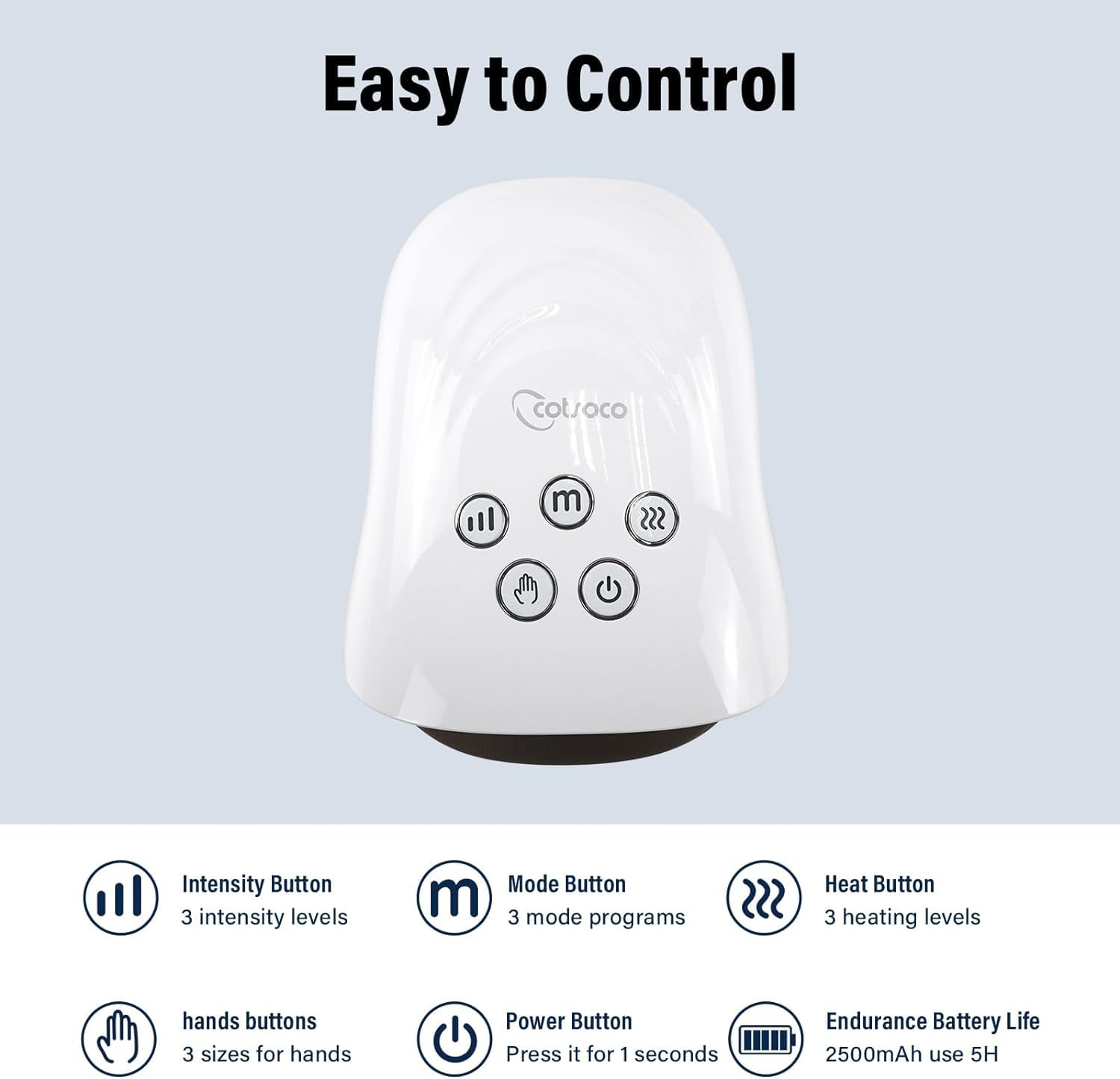 Cotsoco Hand Massager with Heat & Compression - Relief for Arthritis, Carpal Tunnel & Hand Pain - Perfect Gift for Women, Men, Mom - White - Ideal for Office Workers, Seniors & Home Relaxation