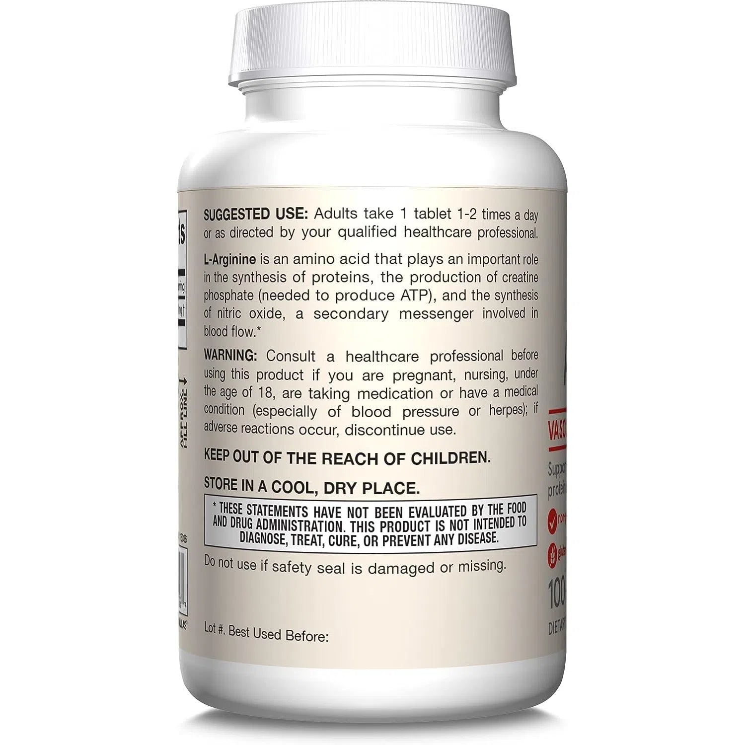Jarrow Formulas Arginine 1000 mg Supplement - Supports Heart Health, Blood Circulation & Athletic Performance - Nitric Oxide Booster for Workout, Exercise & Cardiovascular Support (120 Capsules)