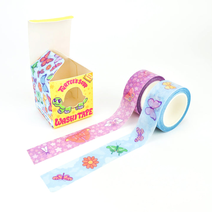 Butterflies and Moths Washi Tape - Decorative Japanese Paper Tape for Scrapbooking, Journaling, DIY Crafts & Gift Wrapping - Turtle's Soup Collection