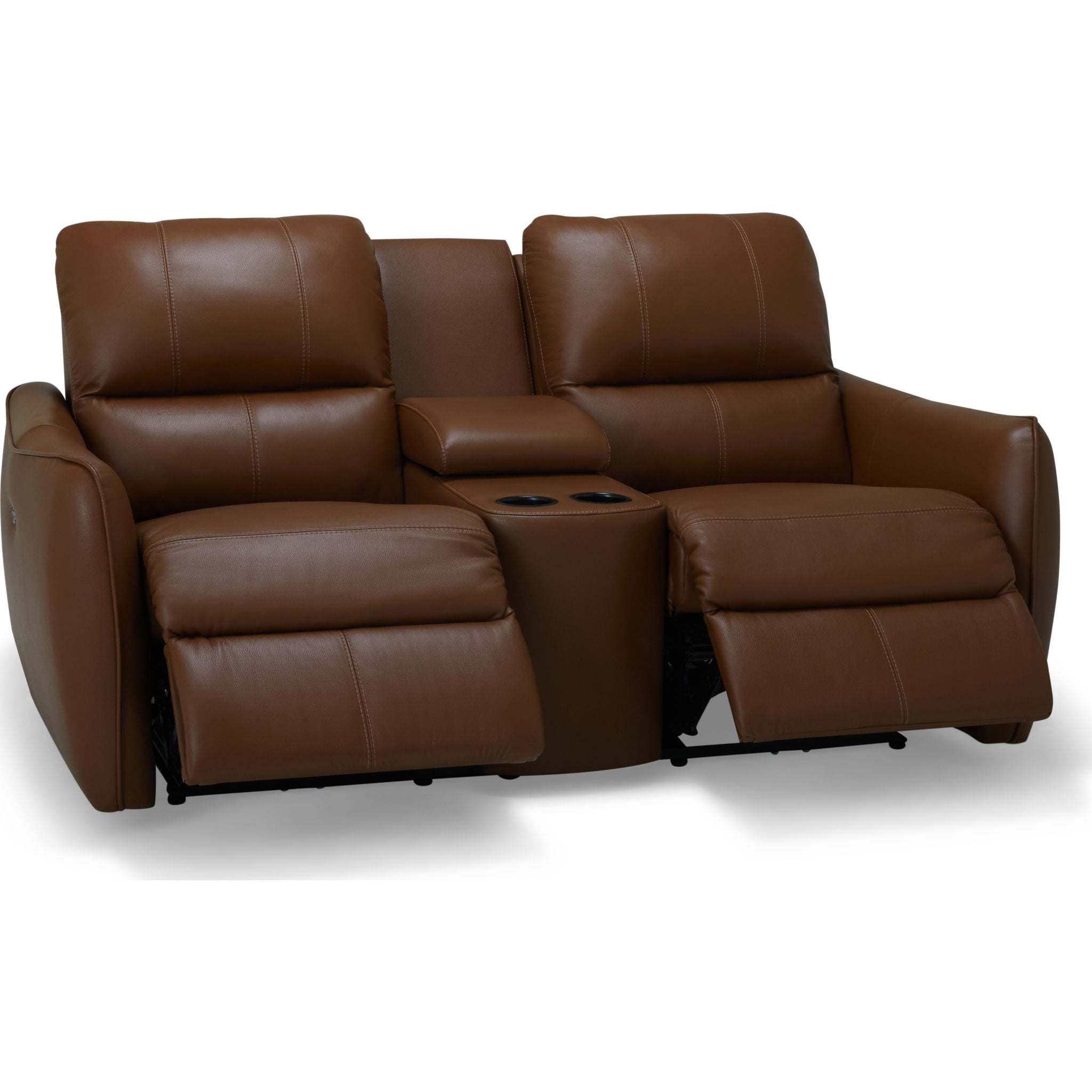 Arlo Power Reclining Loveseat with Console - Valencia Biscotti Fabric - Modern Recliner Sofa for Living Room, Home Theater & Small Spaces