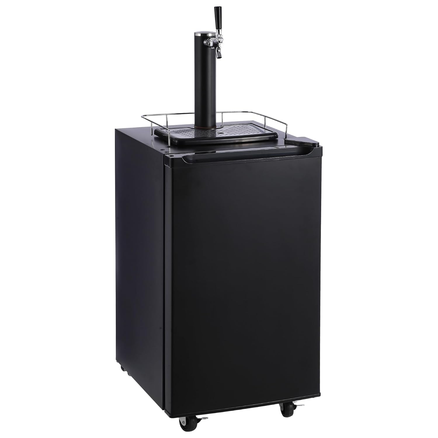 Commercial Kegerator with Single Faucet - Full Size Stainless Steel Keg Refrigerator for Beer Dispensing | Includes Drip Tray, Shelves & Rail | Perfect for Home Bars, Parties & Restaurants (Black)