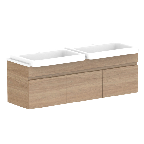 ADP Glacier Pro Semi Recessed Bathroom Vanity Set with Solid Surface Top - 24 Inch Modern Slim Cabinet for Small Spaces, Perfect for Powder Rooms and Guest Bathrooms