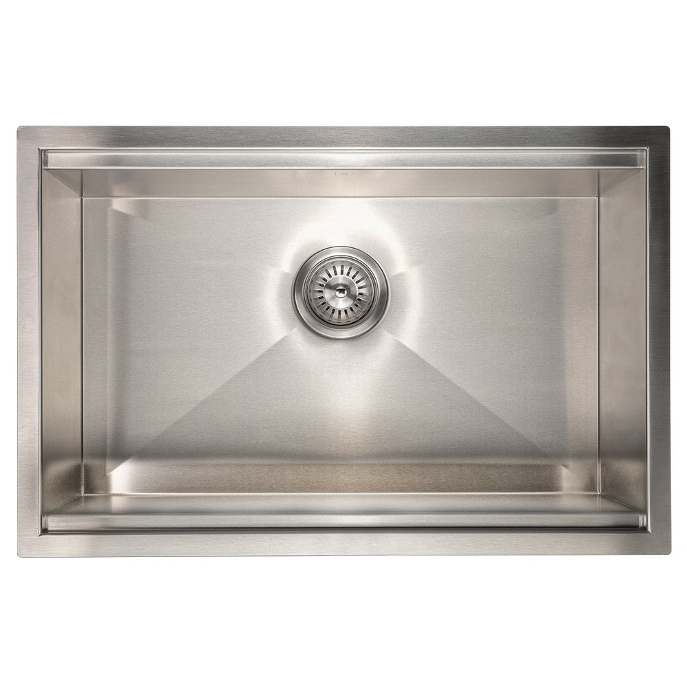 ZLINE Garmarch 27-Inch Undermount Single Bowl Stainless Steel Kitchen Sink with Bottom Grid & Accessories (SLS 27) - Perfect for Modern Kitchens, Remodeling & Heavy-Duty Cooking