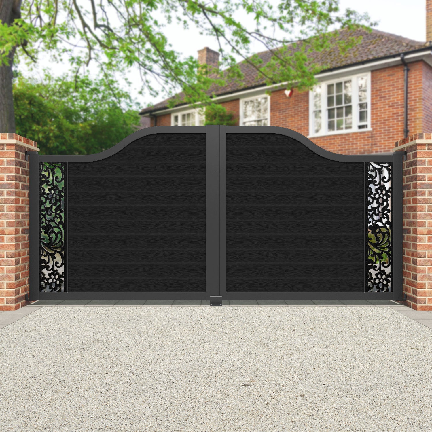 Classic Eden Curved Top Black Driveway Gate - Elegant & Durable Entryway Solution for Homes, Estates & Commercial Properties