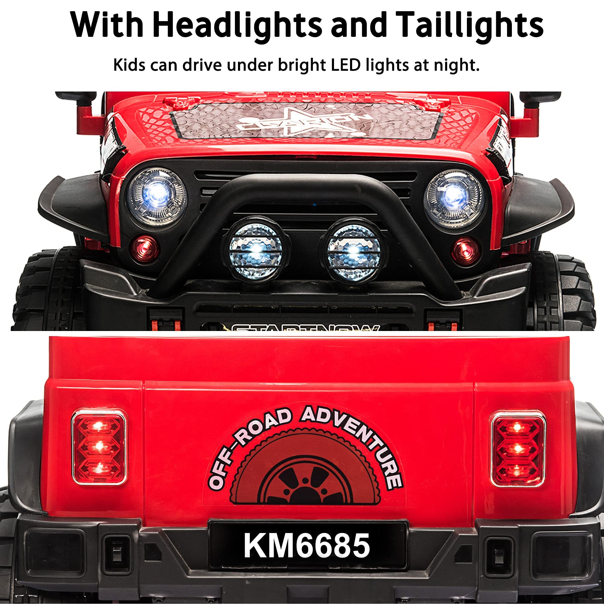 COLOR TREE 12V Kids Electric Ride On Truck - 2 Seater Off-Road Vehicle with Parent Remote Control, Bluetooth Music, LED Lights & Spring Suspension | Battery Powered Toy Car for Boys & Girls | Perfect for Backyard Play, Birthday Gifts & Outdoor Adventures
