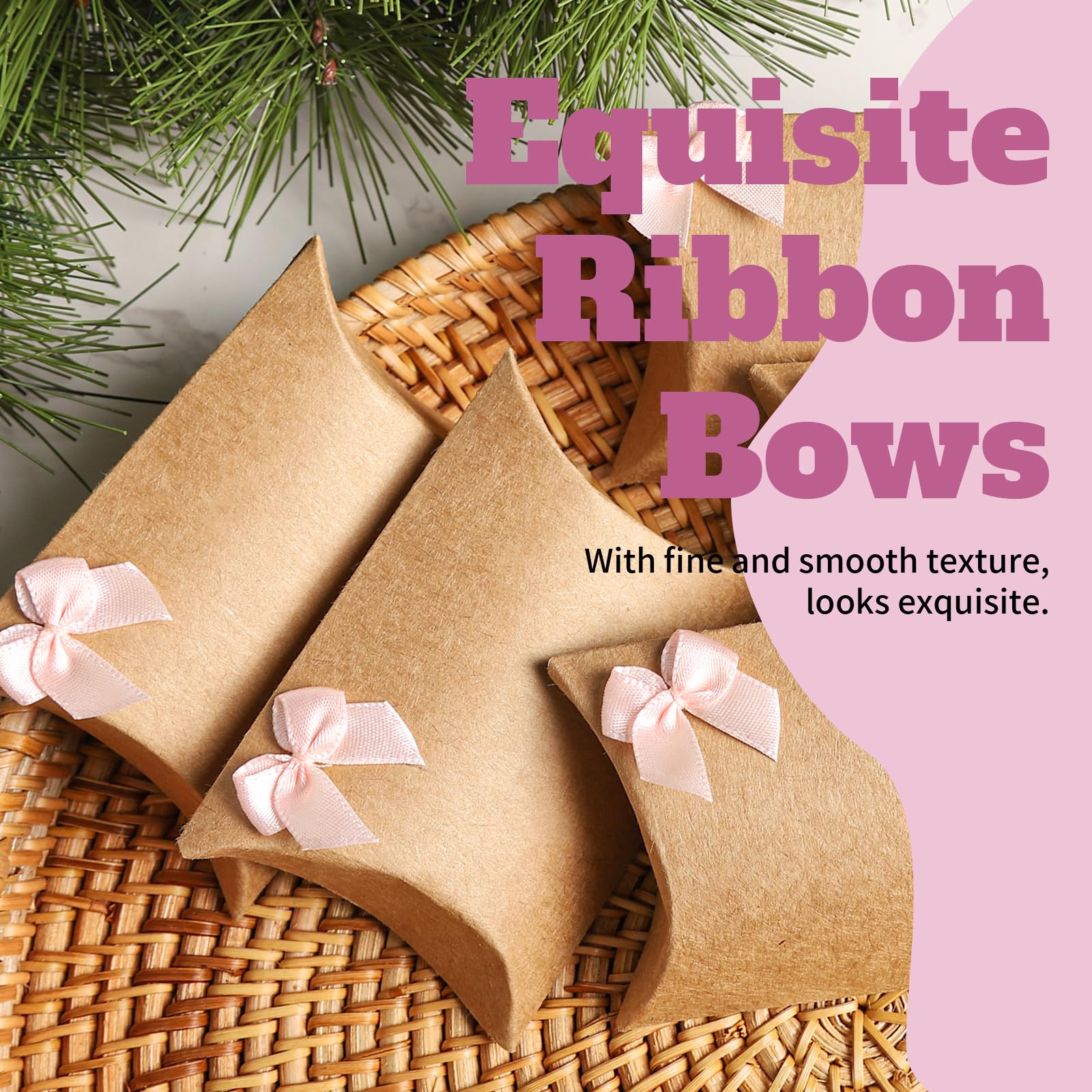 100 Pcs 1 Inch Mini Pink Satin Bows - Small Ribbon Bows for DIY Crafts, Sewing, Flower Arrangements, Bakery Wrapping & Party Decorations | Perfect for Wedding, Birthday, Baby Shower Decor & Gift Packaging