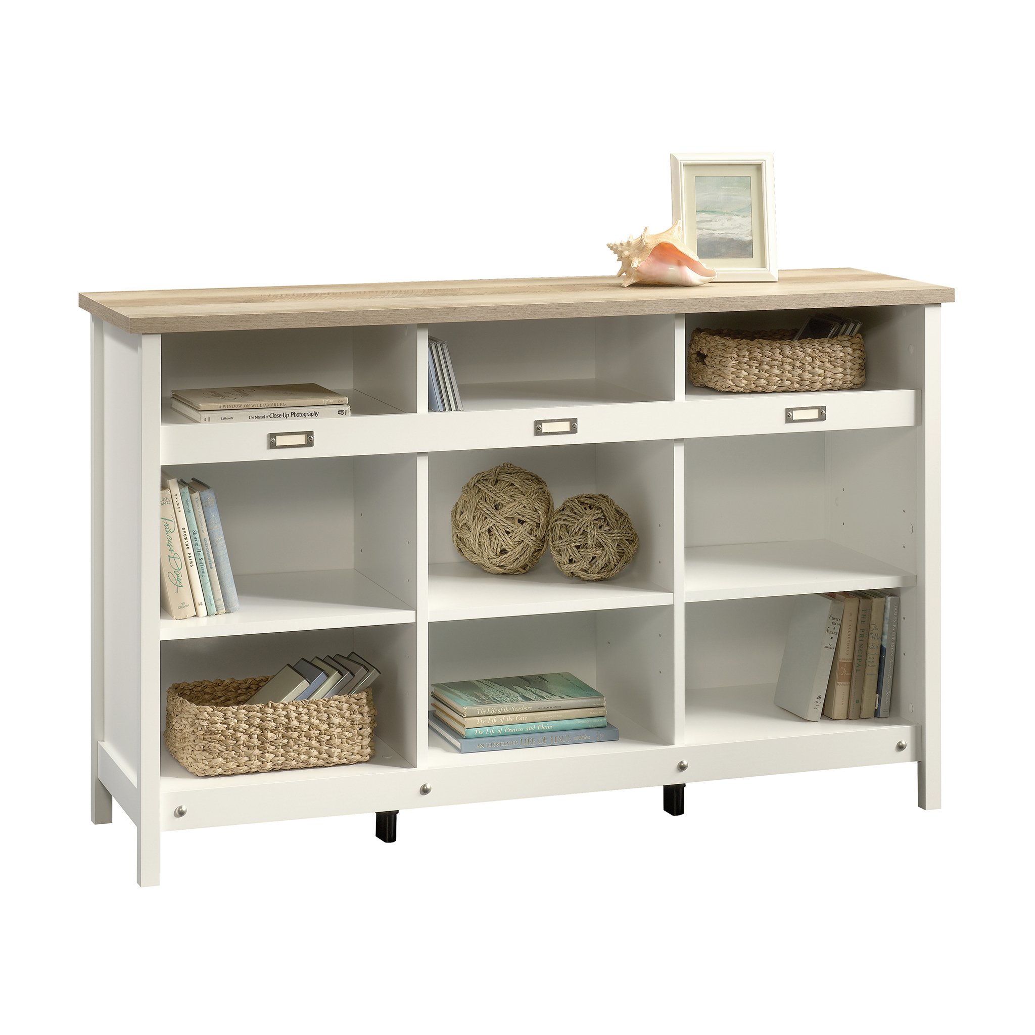 Sauder Adept Storage Credenza with Soft White Finish - Modern TV Stand & Media Console for Living Room, Bedroom, or Office