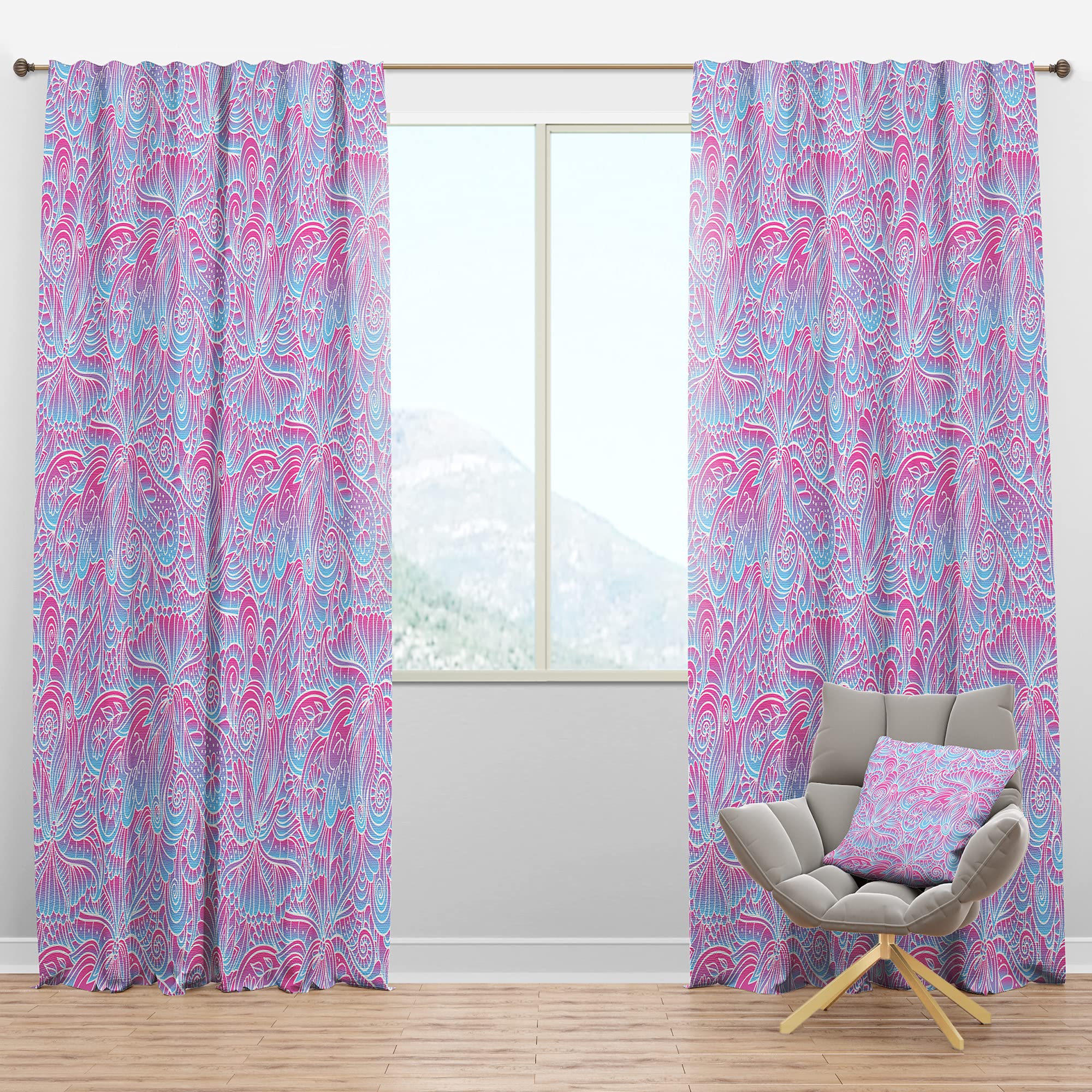 Blackout Curtains Wavy Gradient Pattern - Thermal Insulated Room Darkening Drapes for Bedroom & Living Room - Single Panel 52x95 Inches - Perfect for Home Theater, Nursery & Light Sleepers