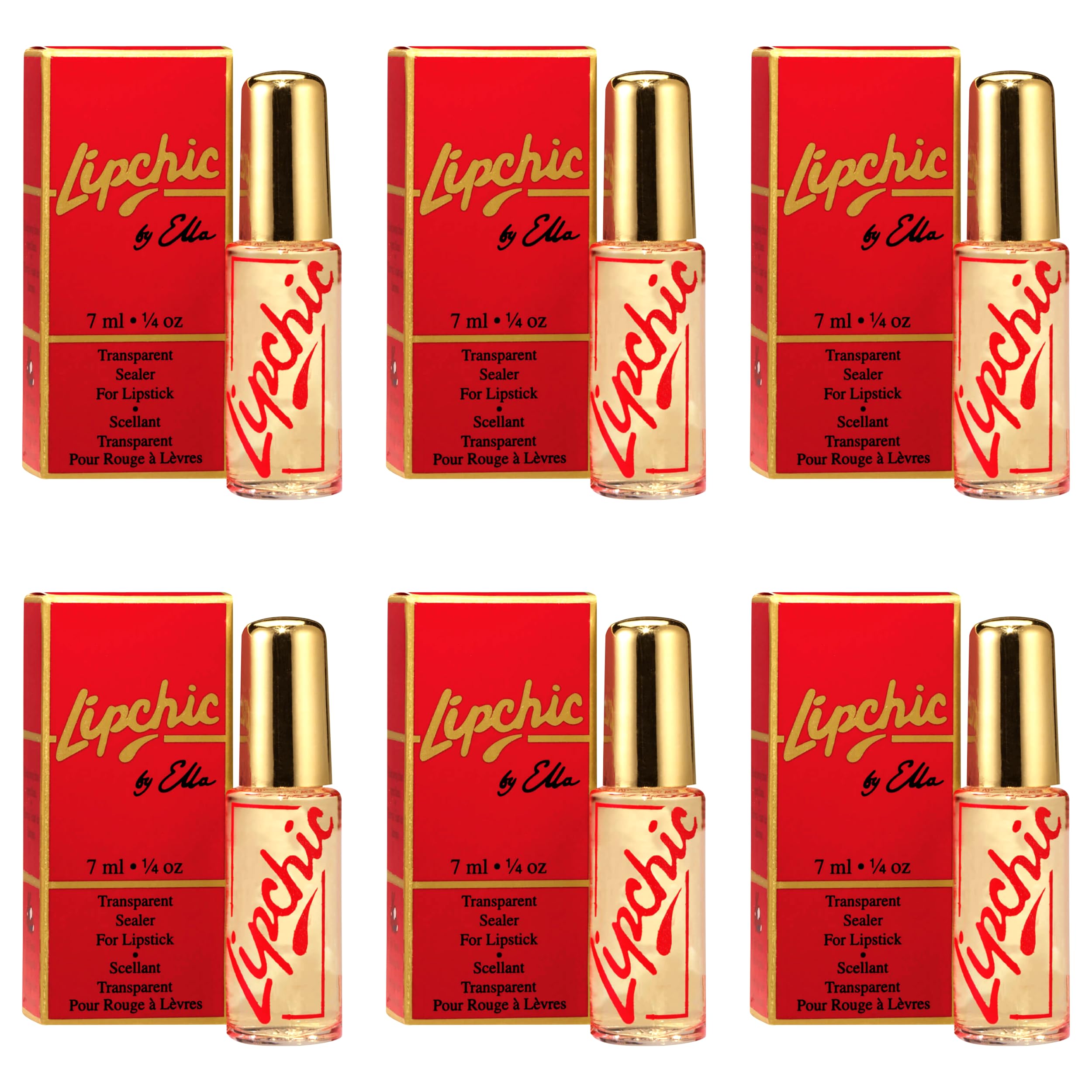 Ella International Lip Chic – 6-Pack All-Day Smudge-Proof Long-Lasting Lipstick Sealer, 0.25 oz Each – Perfect for Parties, Work & Everyday Wear