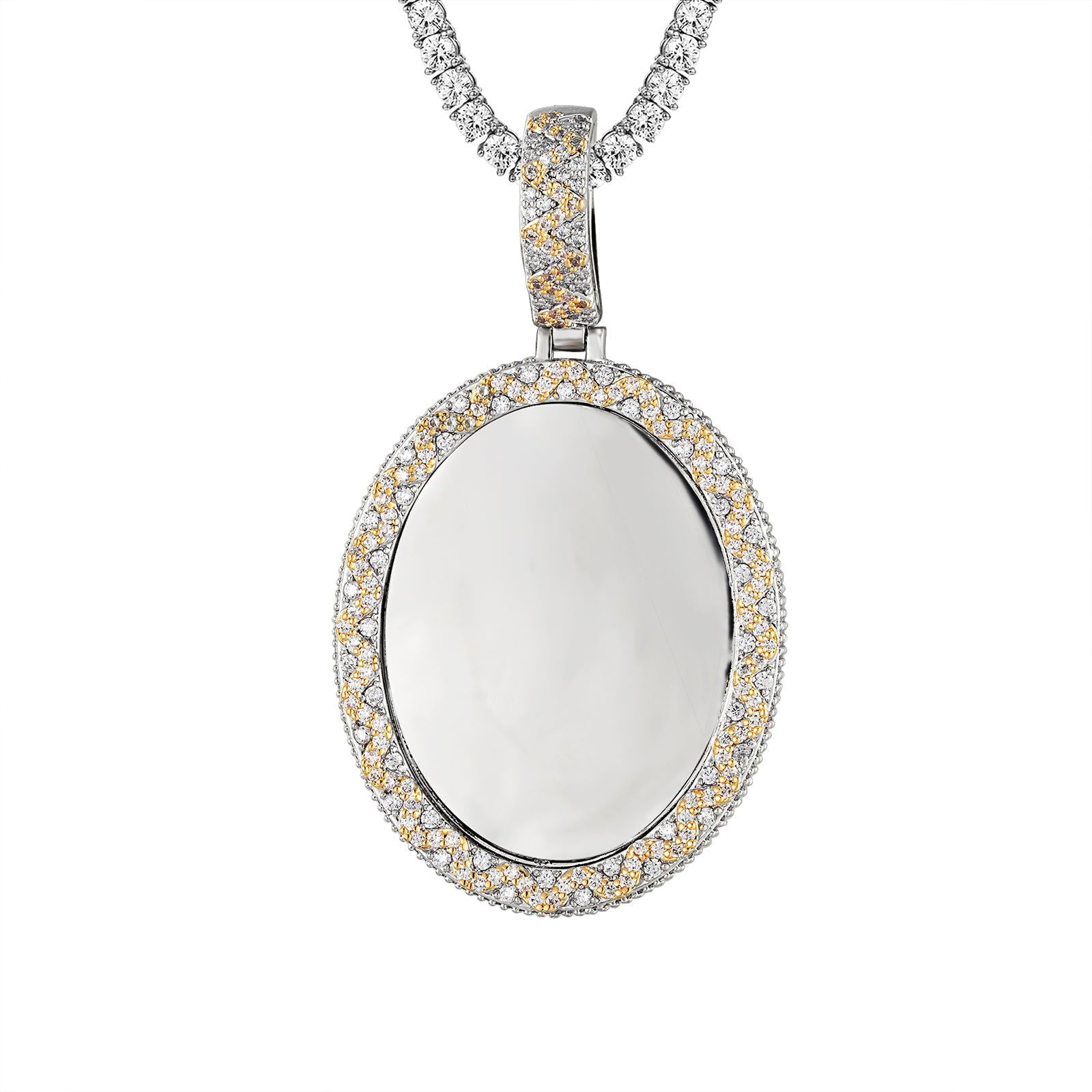 Elegant Icy Oval Picture Pendant Necklace - Micro Pave Crystal Photo Locket for Women - Perfect Gift for Birthday, Anniversary & Valentine's Day