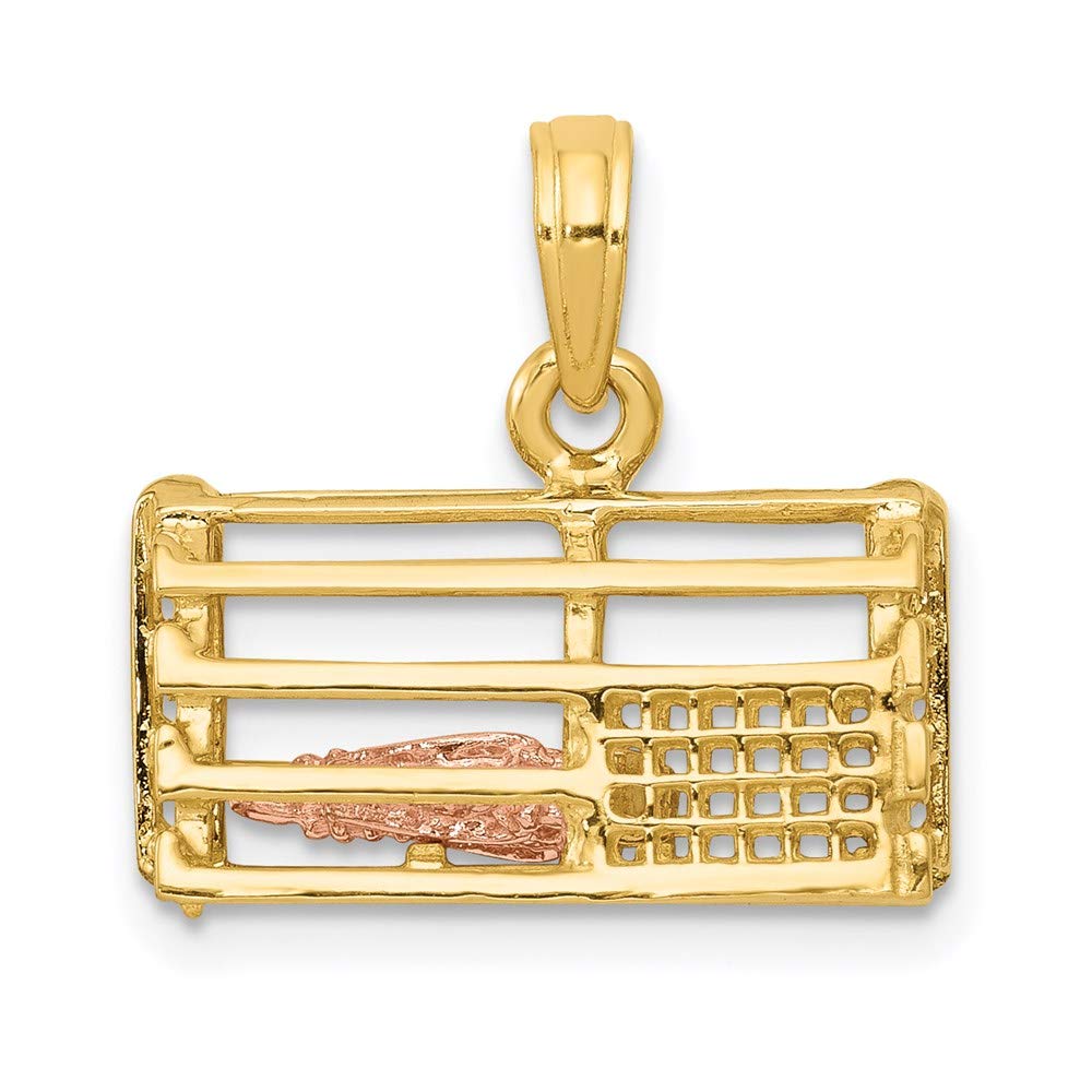 The Black Bow 14k Two-Tone Gold Large 3D Lobster Trap Pendant - Perfect for Elegant Jewelry Gifting and Everyday Luxury