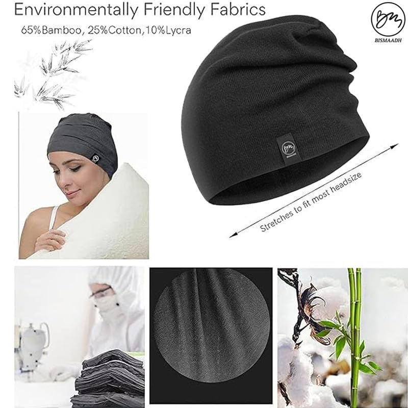 BISMAADH Soft Bamboo Cotton Chemo Cap for Hair Loss - Comfortable Sleep Headwear for Cancer Patients & Alopecia - Perfect for Nighttime, Hospital & Home Use