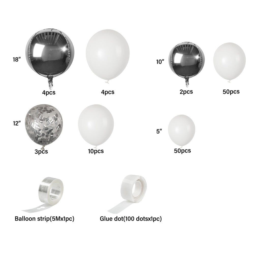 Balloonify White and Silver Balloon Arch Garland Kit - 125 Pieces for Party Decorations | Perfect for Weddings, Birthdays & Baby Showers
