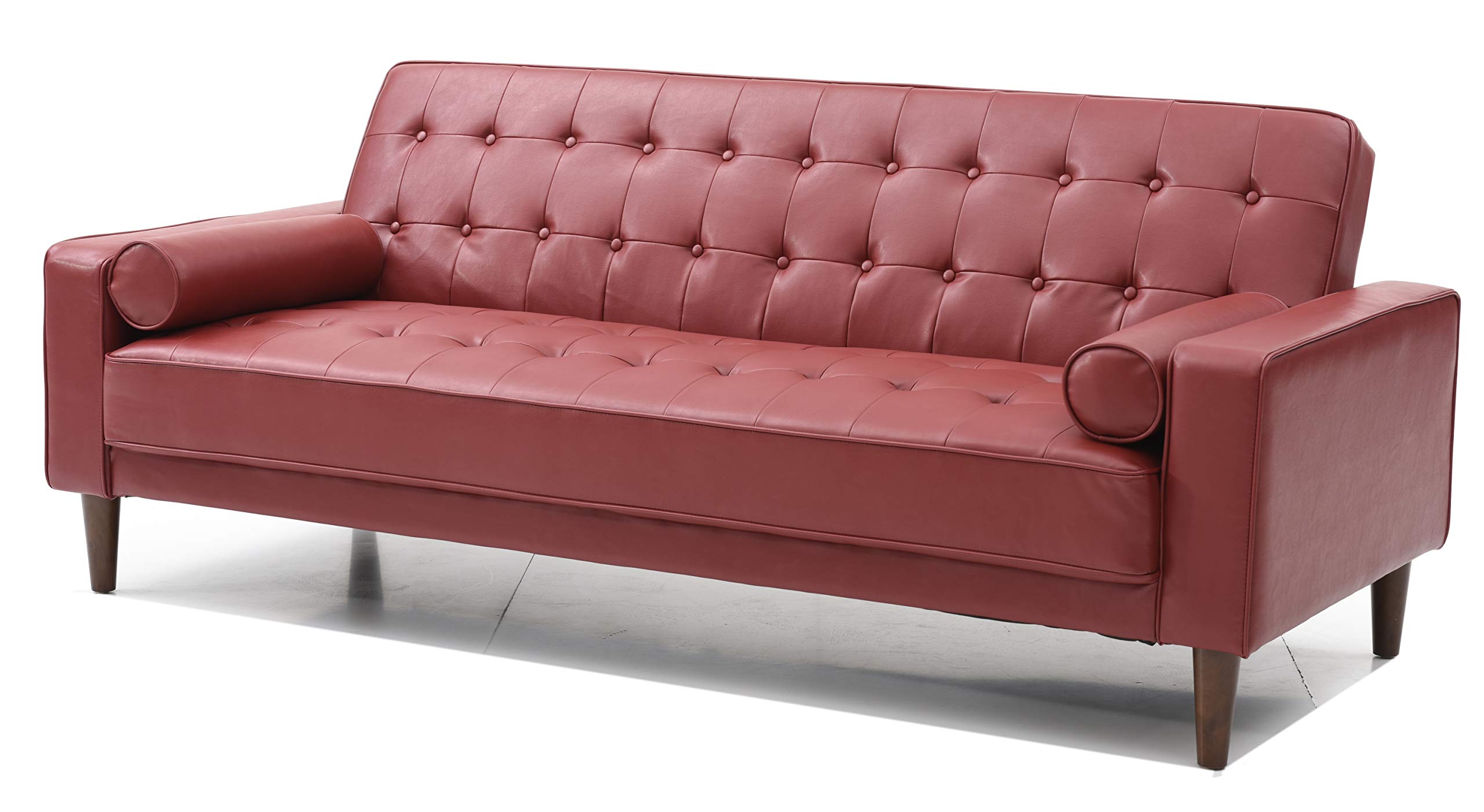 Glory Furniture Convertible Futon Sofa Bed - 3-in-1 Sleeper with Sturdy Metal Frame, Comfortable Foam Mattress in Red - Perfect for Small Apartments, Guest Rooms & Home Offices