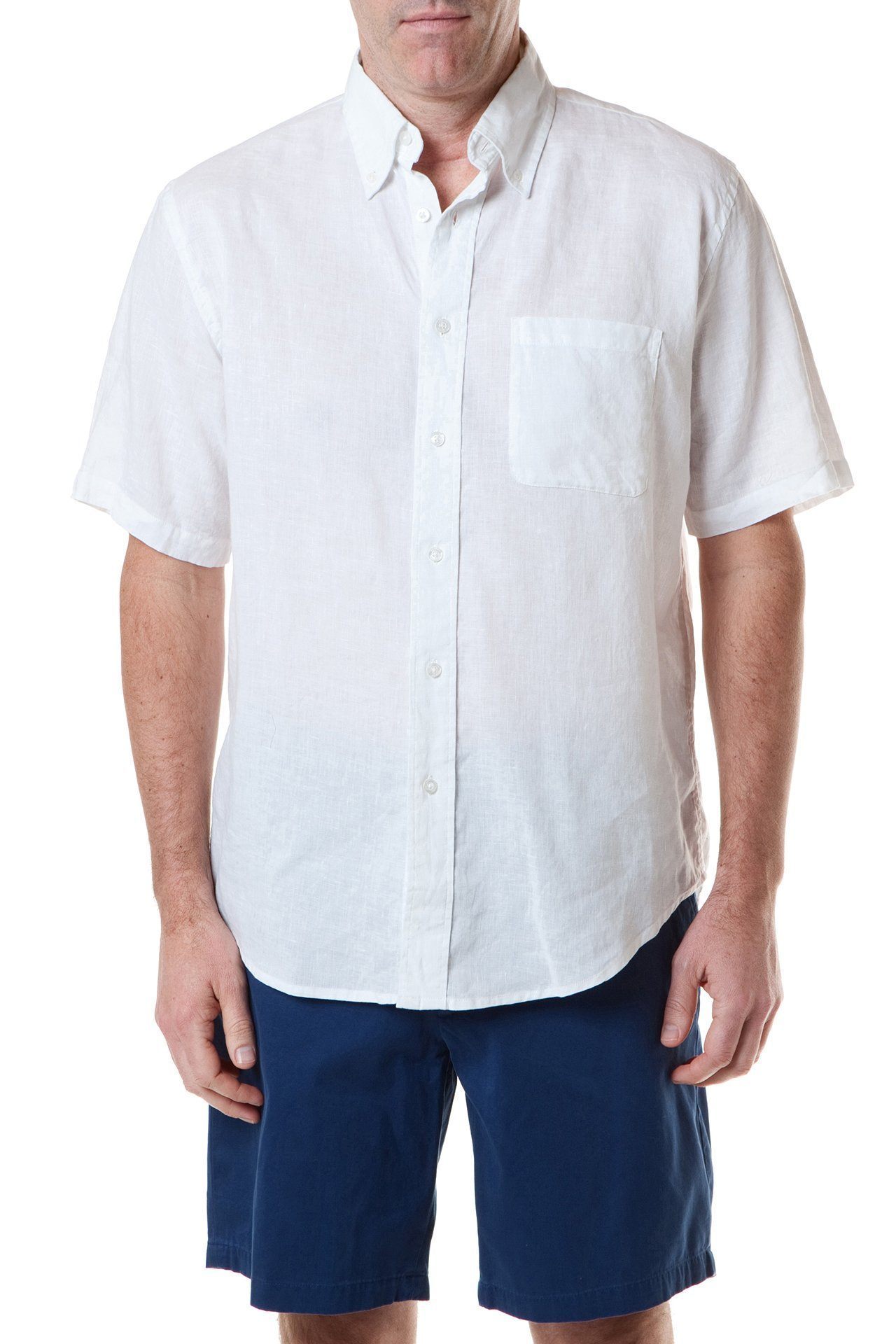 Chase Short Sleeve Linen Shirt for Men - Breathable White Summer Casual Top | Perfect for Beach Outings & Outdoor Activities
