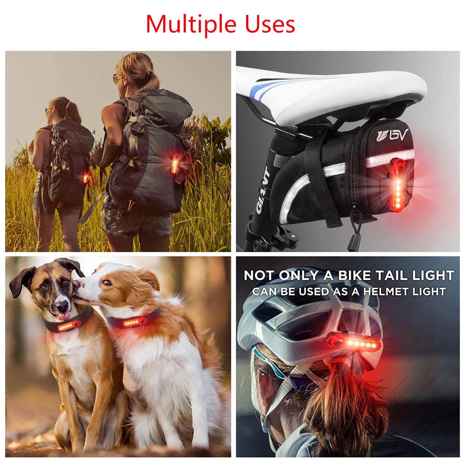 Rechargeable Bike Tail Light 2 Pack - Red Rear Bicycle Light for Night Riding, Long Battery Life, Easy Installation for Bikes, Trailers & Helmets | Perfect for Commuting, Cycling Safety & Outdoor Adventures