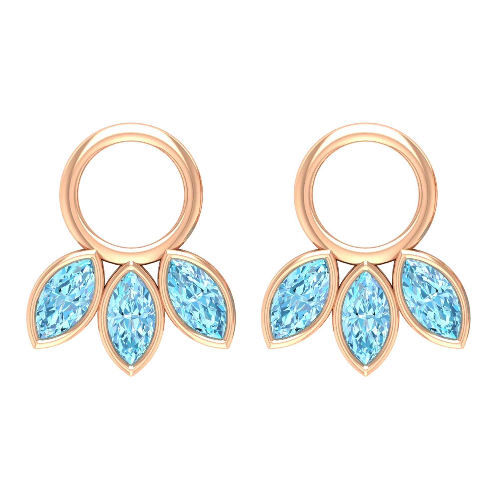 1/2 CT Marquise Cut Aquamarine Stud Earrings - 14K Solid Gold Minimalist Bezel Set Earrings for Women | Elegant Blue Gemstone Jewelry for Weddings, Parties & Everyday Wear