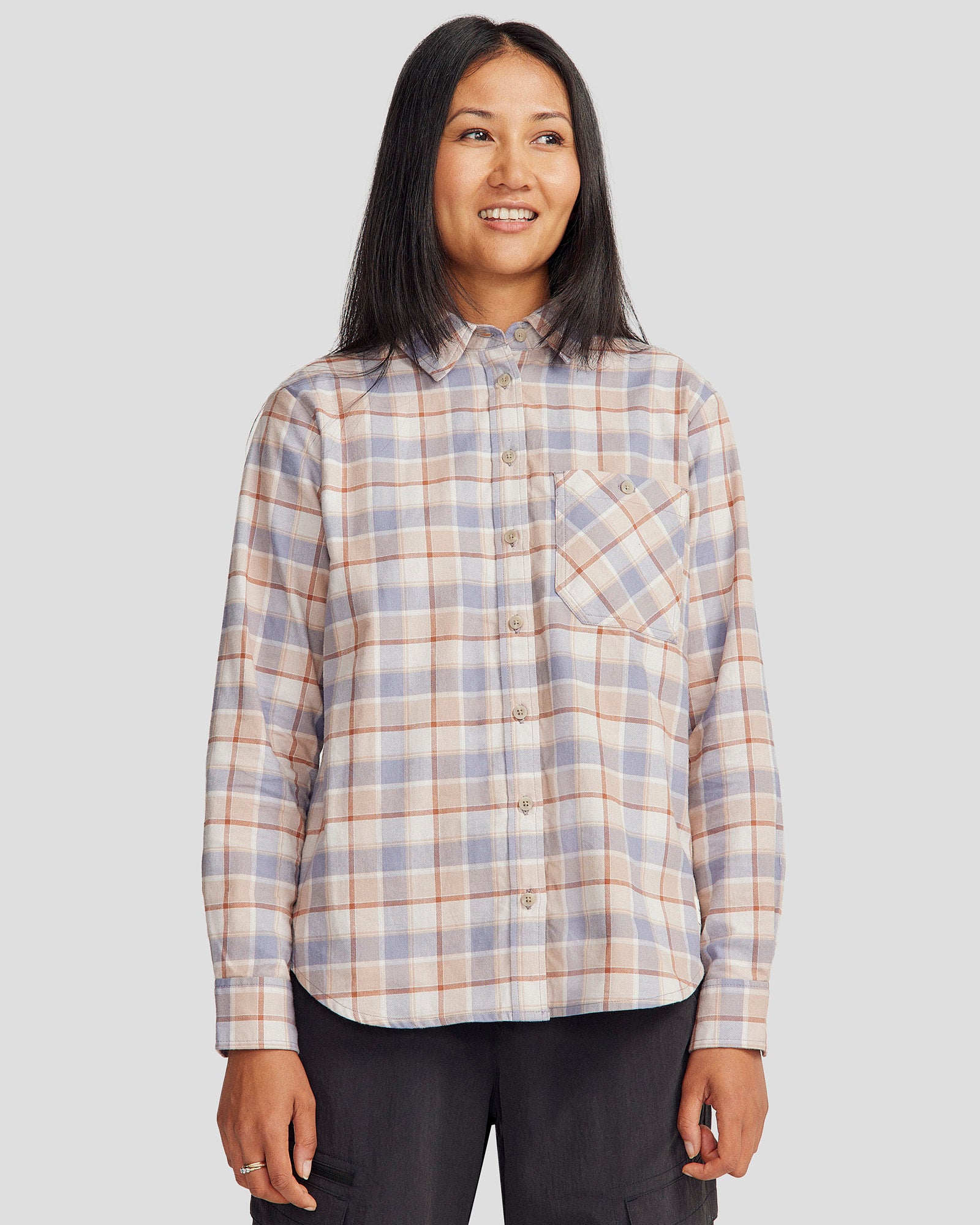 Women's Fyfe Flannel Shirt - Soft & Cozy Haze Plaid Button-Up Shirt for Casual Wear & Outdoor Adventures