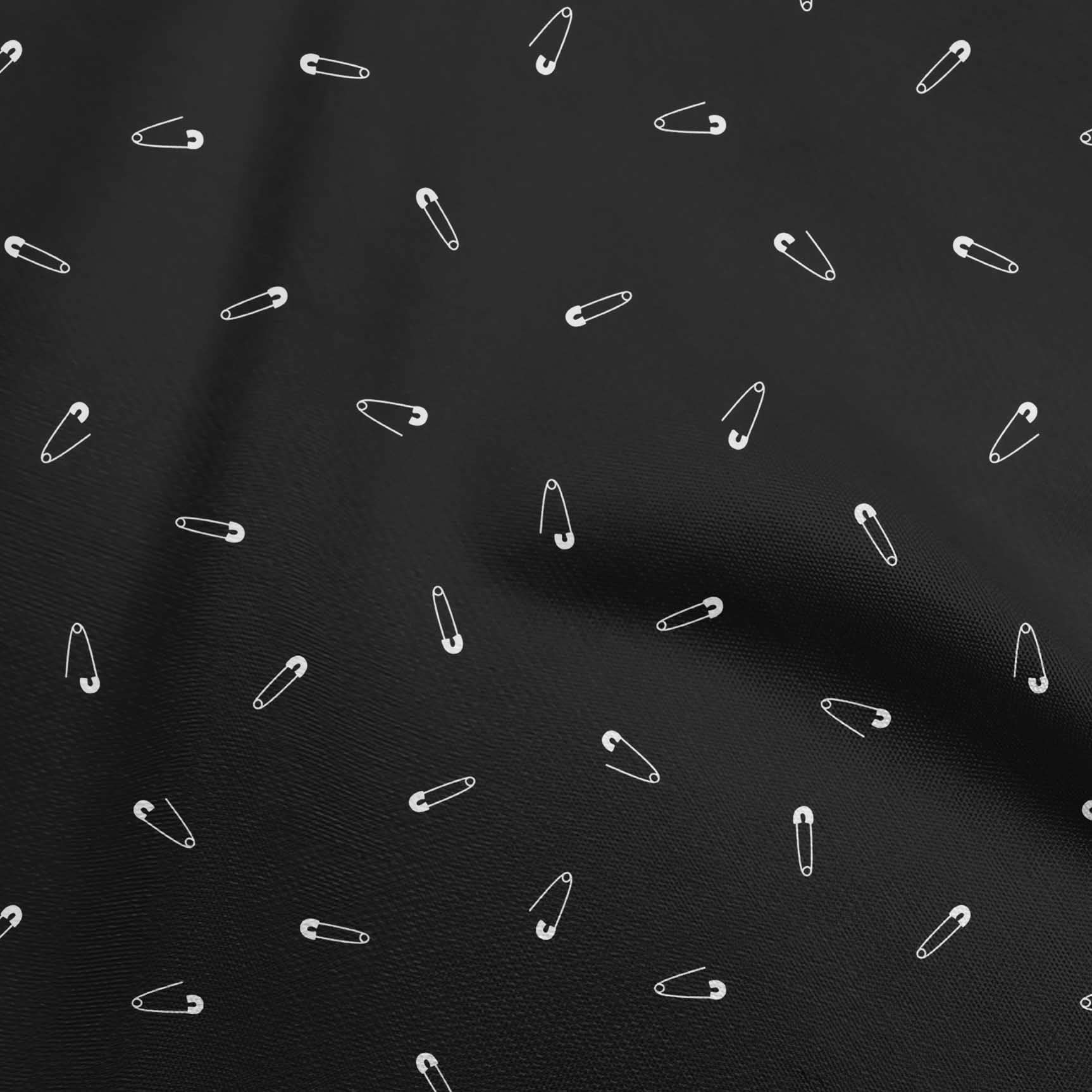 Premium Black Polyester Spandex Fabric with Safety Pin Print - 56