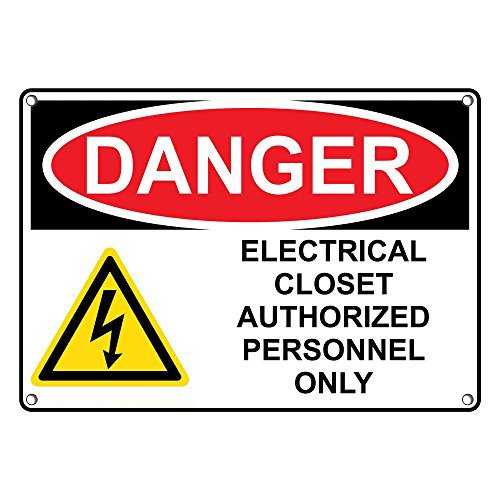 OSHA Approved Danger Electrical Closet Sign - Weatherproof Plastic Safety Sign with English Text & Warning Symbol - For Restricted Areas, Utility Rooms & Hazardous Locations