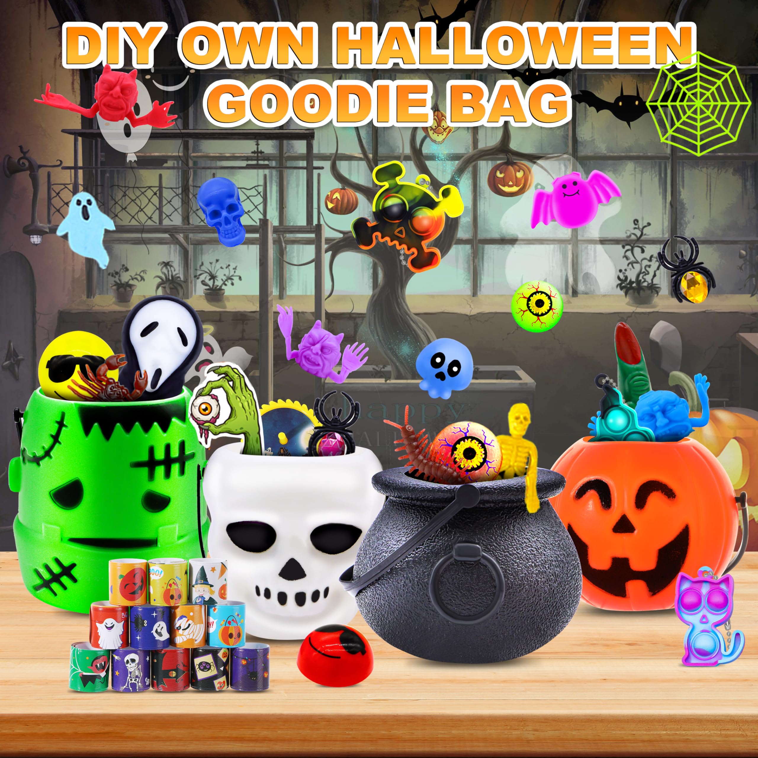420PCS Halloween Party Favors Bulk Toys - Trick or Treat Bags Fillers, Classroom Prizes, Goodie Bag Stuffers for Kids - Halloween Treasure Box Toys & Party Supplies for Trick-or-Treating, Classroom Rewards & Halloween Gift Exchanges