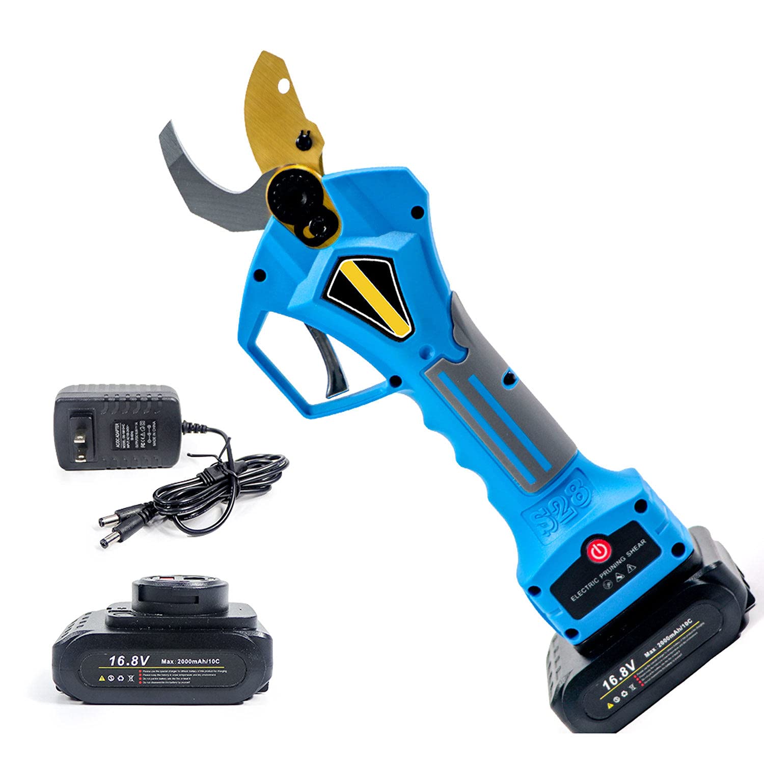 Professional Cordless Electric Pruning Shears - Heavy Duty Gardening Shears with 2 Rechargeable Lithium Batteries (S28-17V) | Perfect for Tree Trimming, Vineyard Work & Landscaping