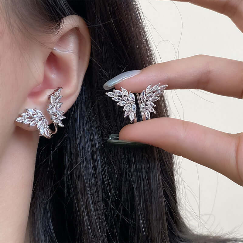 Sparkly No-Piercing Butterfly Ear Cuff Angel Wings Stud - Hypoallergenic Fashion Jewelry for Women & Teens | Perfect for Parties, Weddings & Everyday Wear (Style A8321)