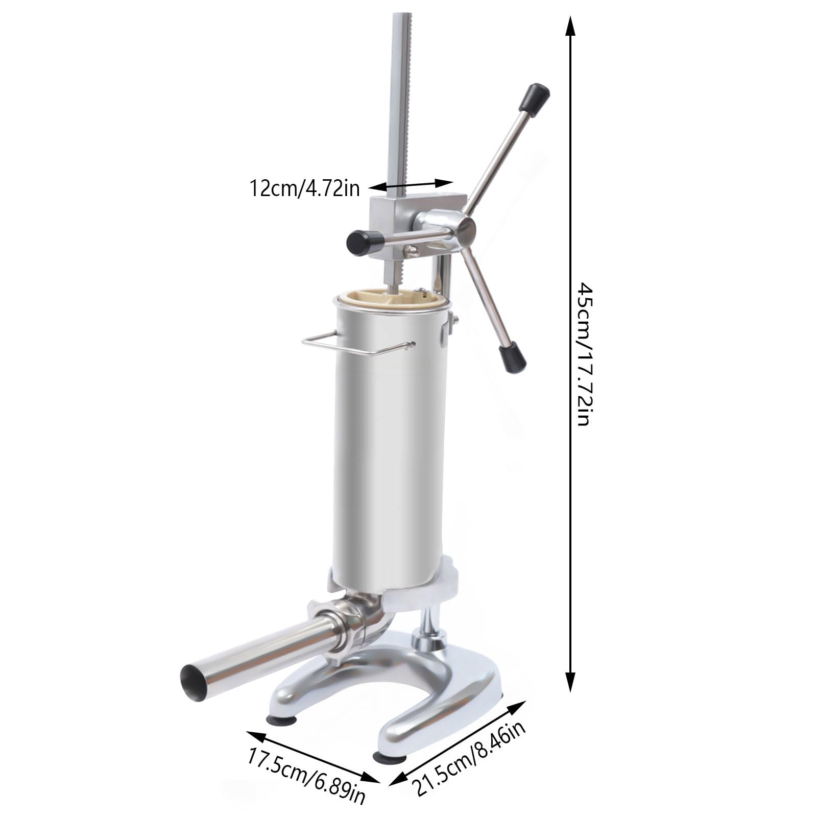 3L Commercial Manual Sausage Stuffer - Vertical Stainless Steel Meat Grinder & Salami Maker for Home Kitchen & Butcher Shop | Perfect for Sausage Making, Meat Filling & Food Processing