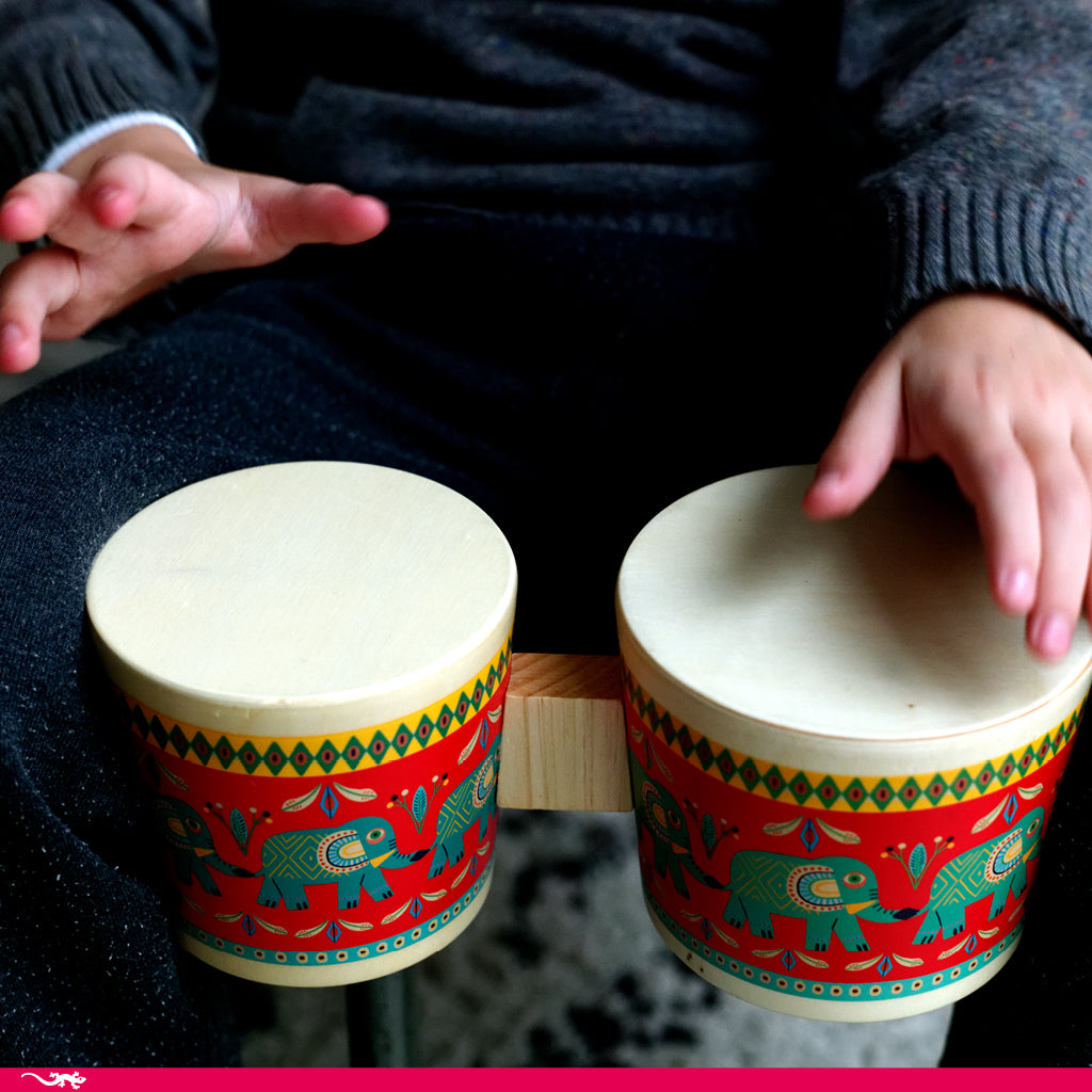 Djeco Animambo Wooden Bongo Drums - Handcrafted Musical Instrument for Kids & Adults - Perfect for Home, Classroom & Music Therapy Sessions