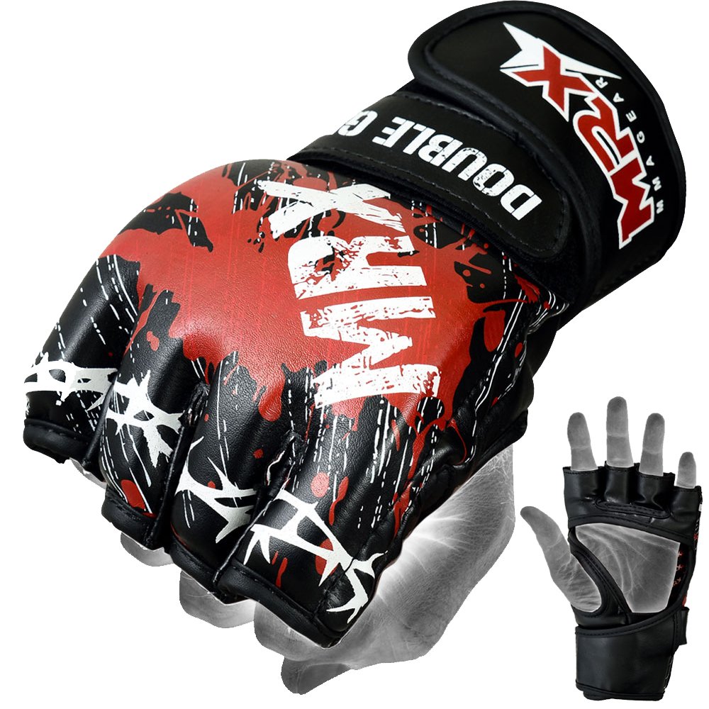 MRX MMA Grappling Gloves for Cage Fighting & Sparring - Premium Leather Training Gloves (Blood Series) - Ideal for MMA, BJJ, Muay Thai & Combat Sports Training