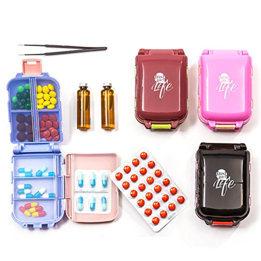 ToiM 8-Compartment Weekly Pill Organizer - Portable Plastic Medicine Storage Box for Vitamins, Pills & Supplements (Blue) | Perfect for Travel, Home & Daily Medication Management