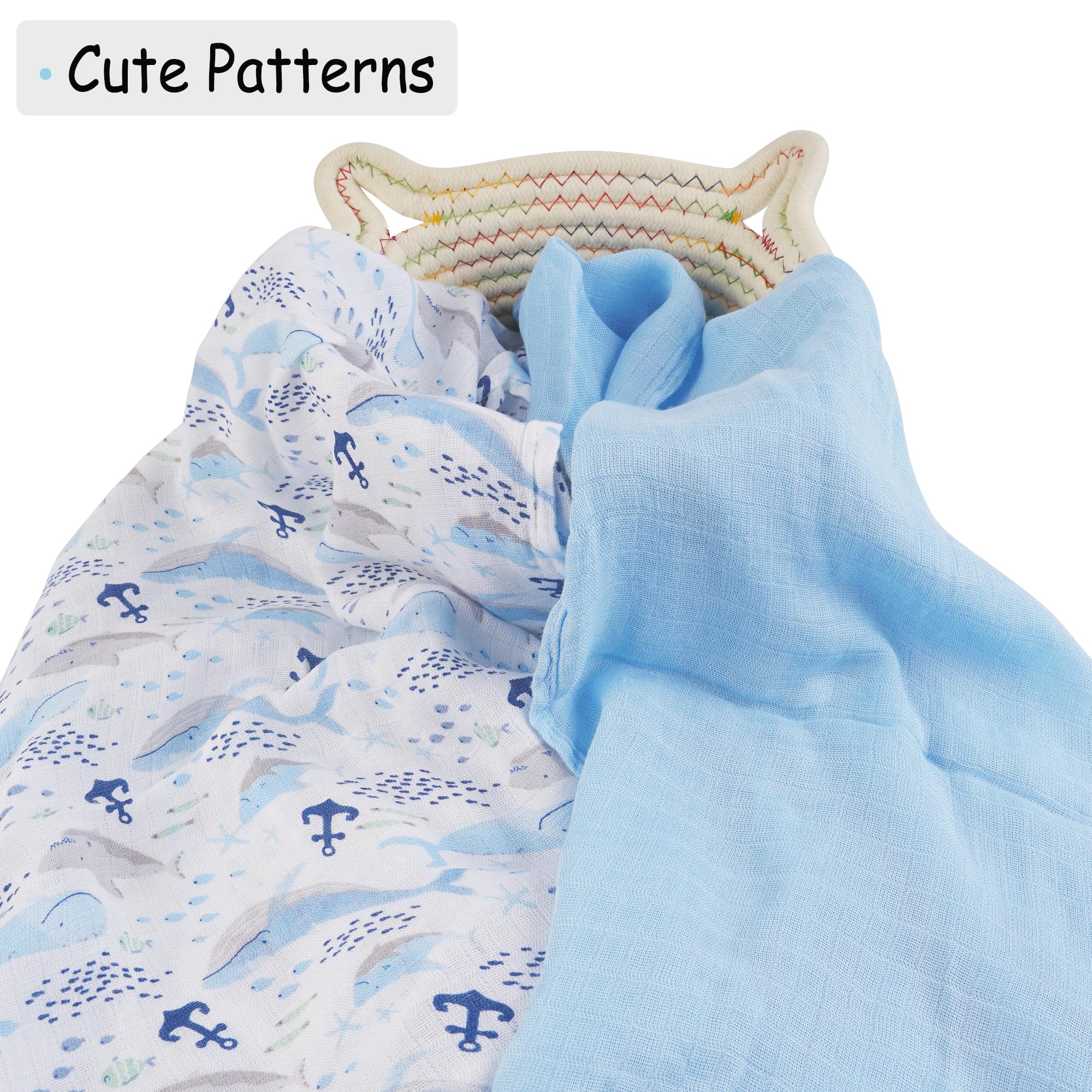 2 Pack Soft Muslin Swaddle Blankets for Newborn Babies - 36