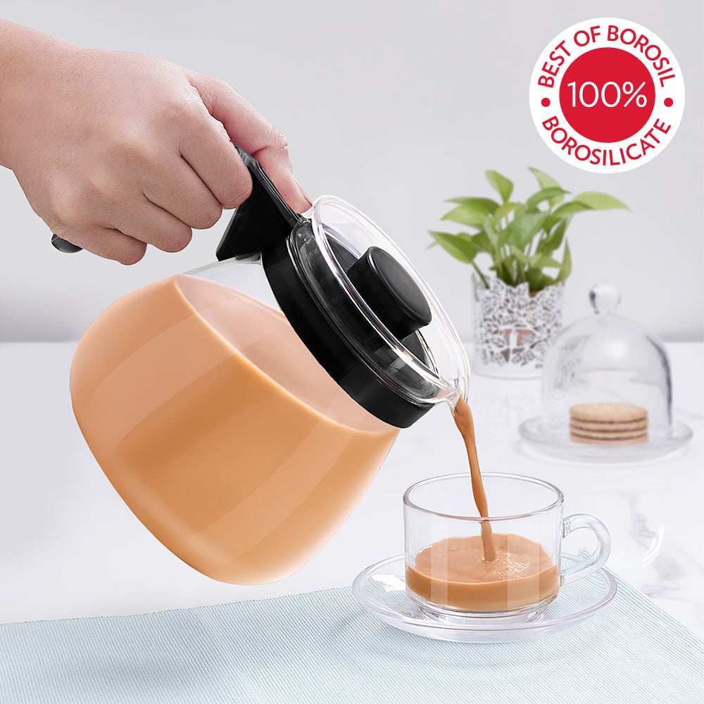Premium Borosilicate Glass Carafe with Built-in Lid Strainer - 1 Liter Capacity - Ideal for Iced Tea, Coffee, Cold Brew & Water Infusion - Perfect for Home, Office & Restaurants