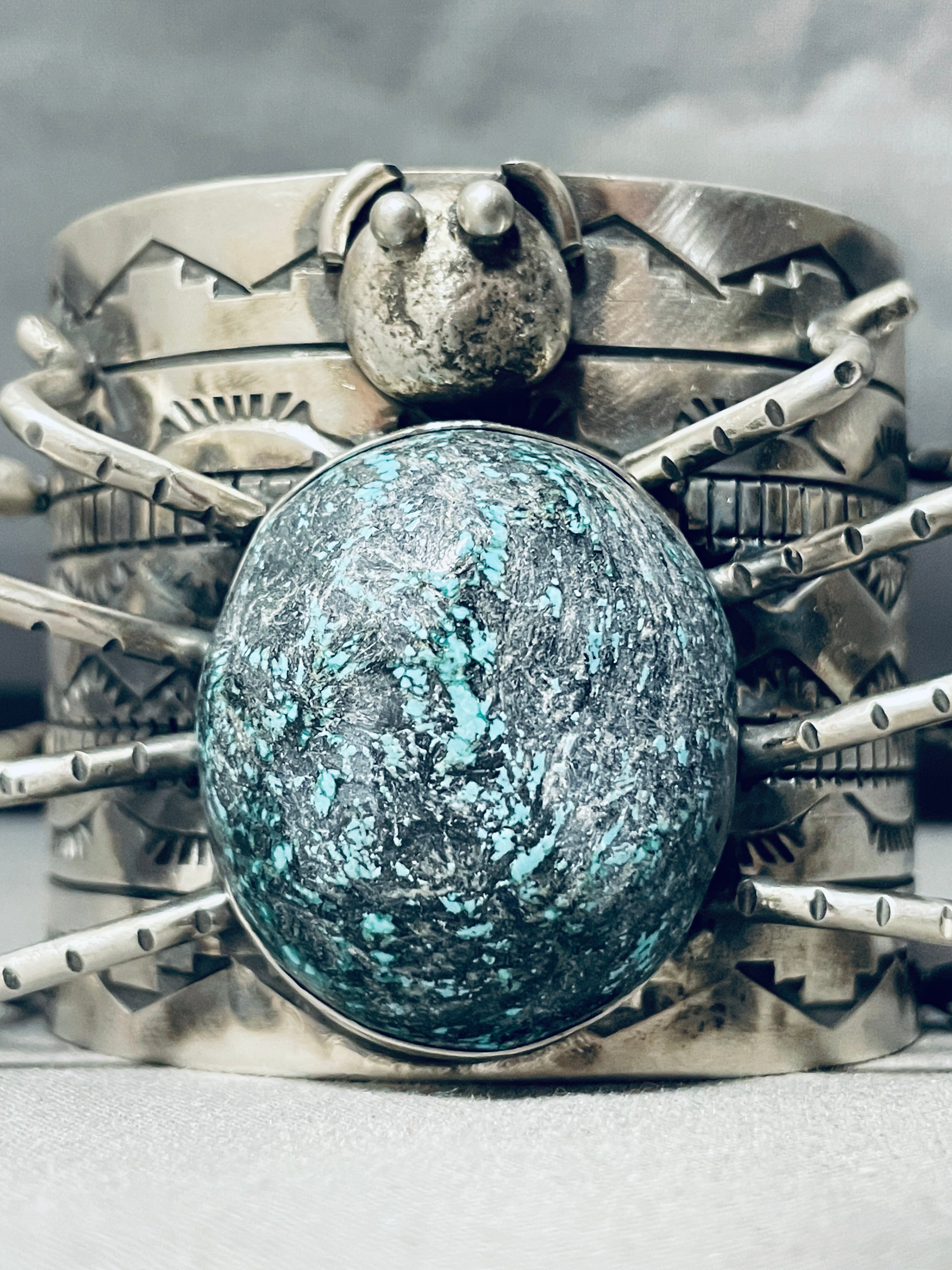 Authentic 181g Navajo Sterling Silver Bracelet with Genuine Spider Turquoise | Handmade Native American Jewelry for Women | Perfect for Boho, Western & Gift Occasions