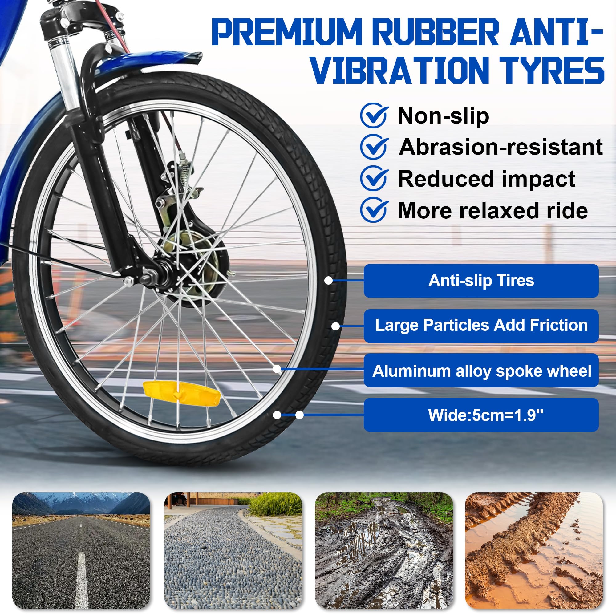 **Adult Tricycle 20 Inch 3-Wheel Bike - Low Step-Through Cruiser Trike for Women, Men & Seniors - Front & Rear Baskets - Perfect for Shopping, Commuting & Leisure Cycling (Blue)**