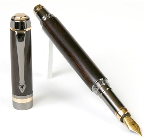 Lanier Elite Fountain Pen - Premium Gun Metal Finish with Blackwood Accents - Luxury Writing Instrument for Professionals, Gifts & Collectors - Perfect for Office, Business Meetings & Special Occasions