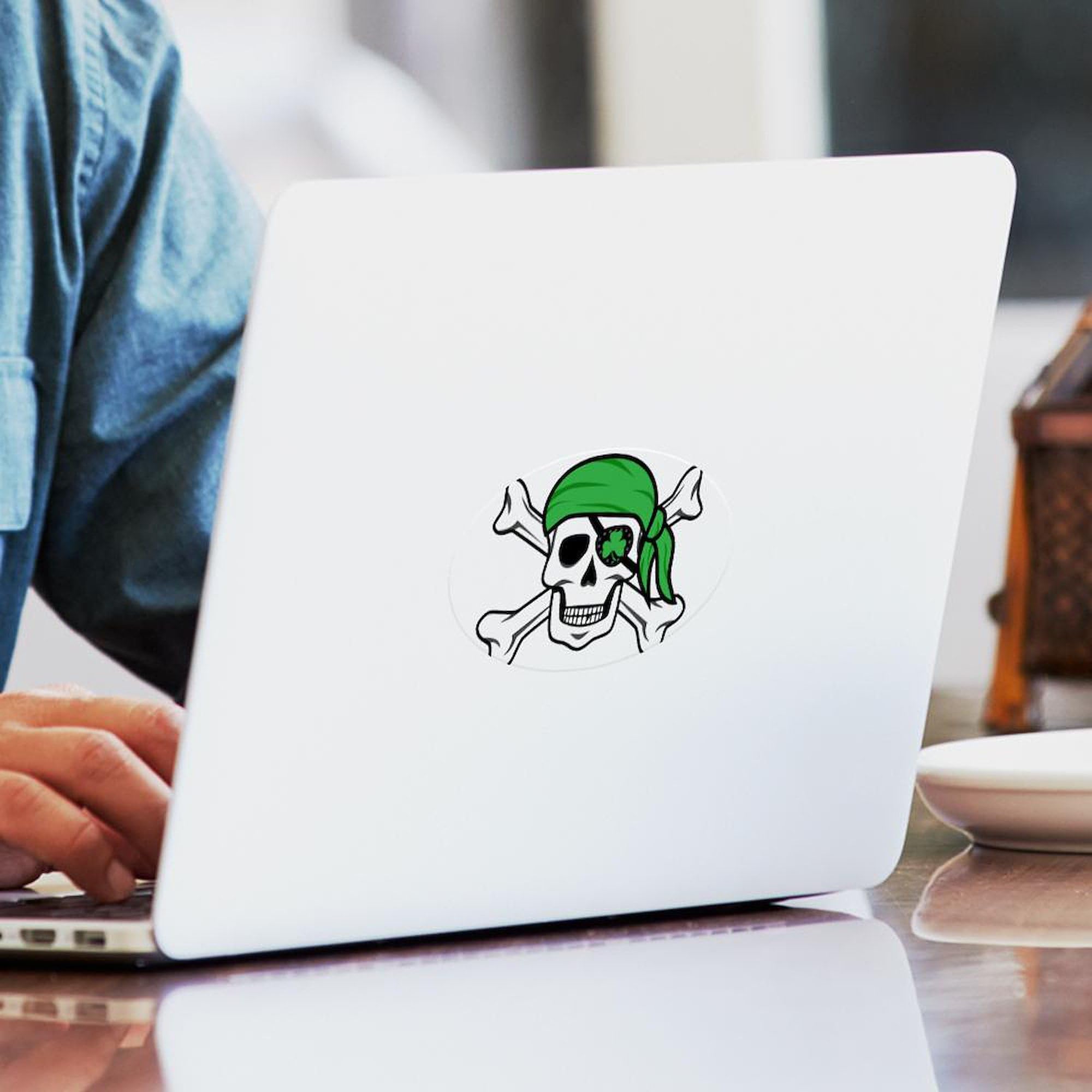 Irish Pirate Sticker - Oval Car Bumper Decal for Cars & Laptops