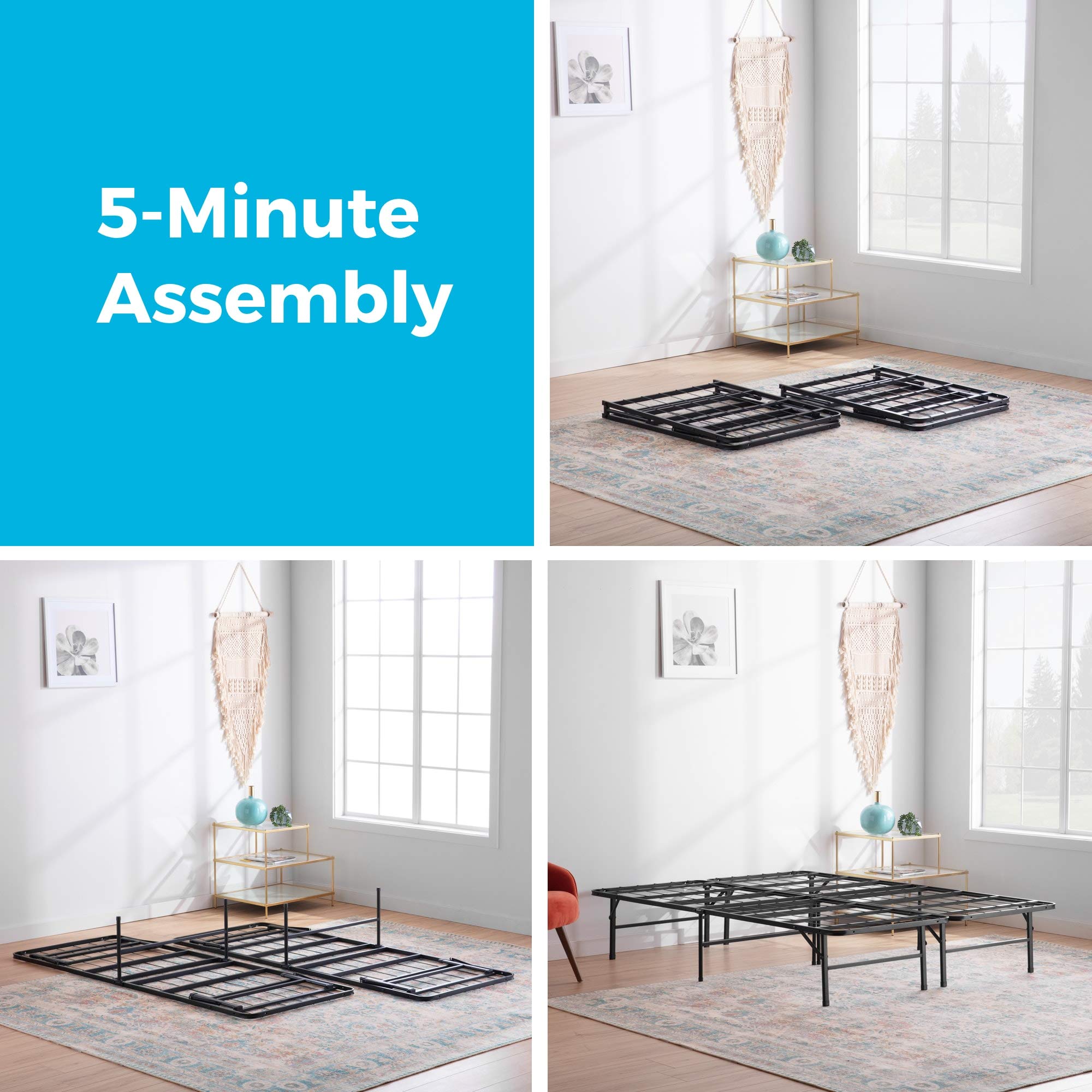 Linenspa 5 Inch Gel Memory Foam Mattress with 14 Inch Folding Platform Bed Frame - Full Size | Cooling Support for Back, Stomach & Side Sleepers | Perfect for Guest Rooms, Dorms & Small Apartments