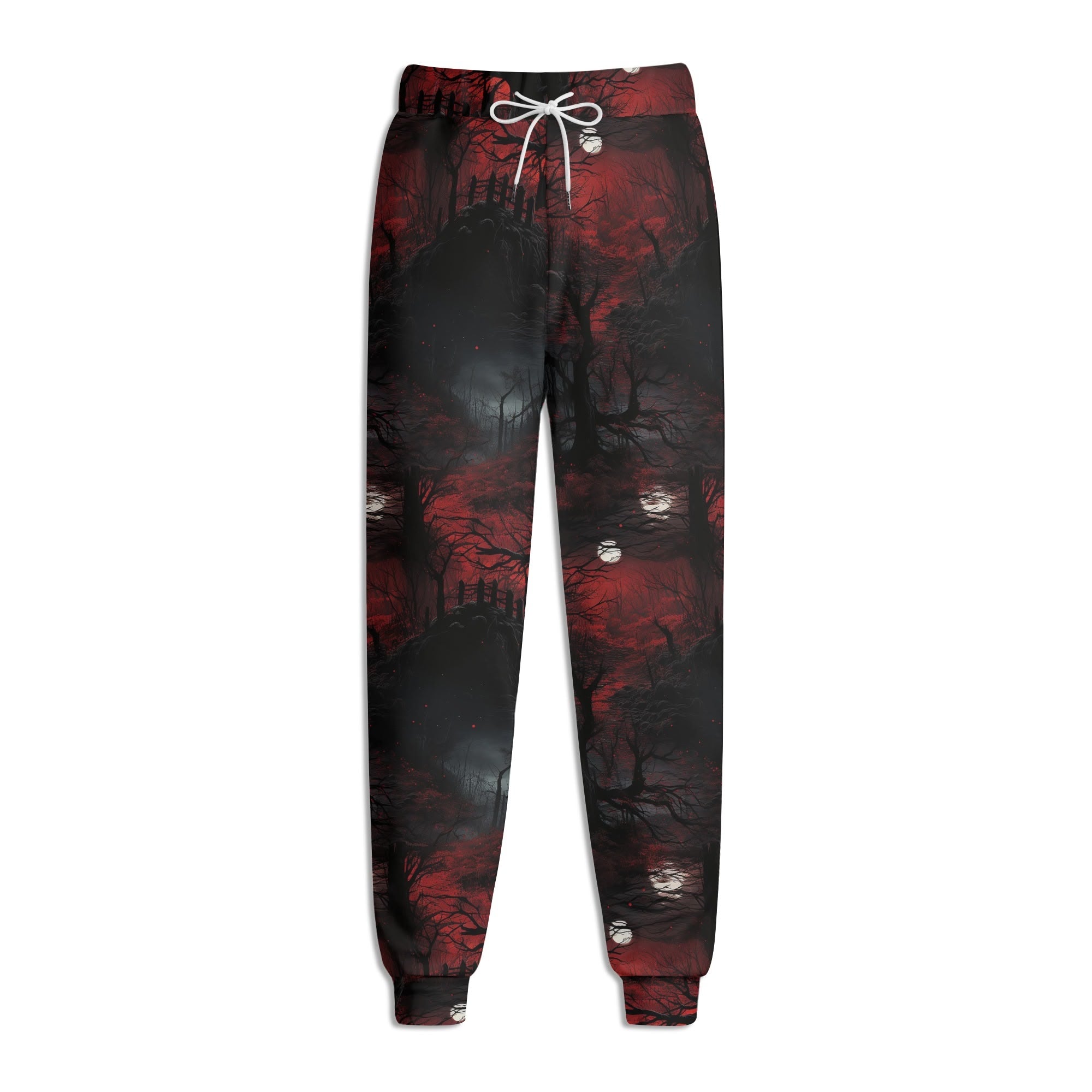 Dark Forest Red Joggers Sweatpants for Men - Comfortable Athletic Running Pants for Workout, Lounge & Casual Wear