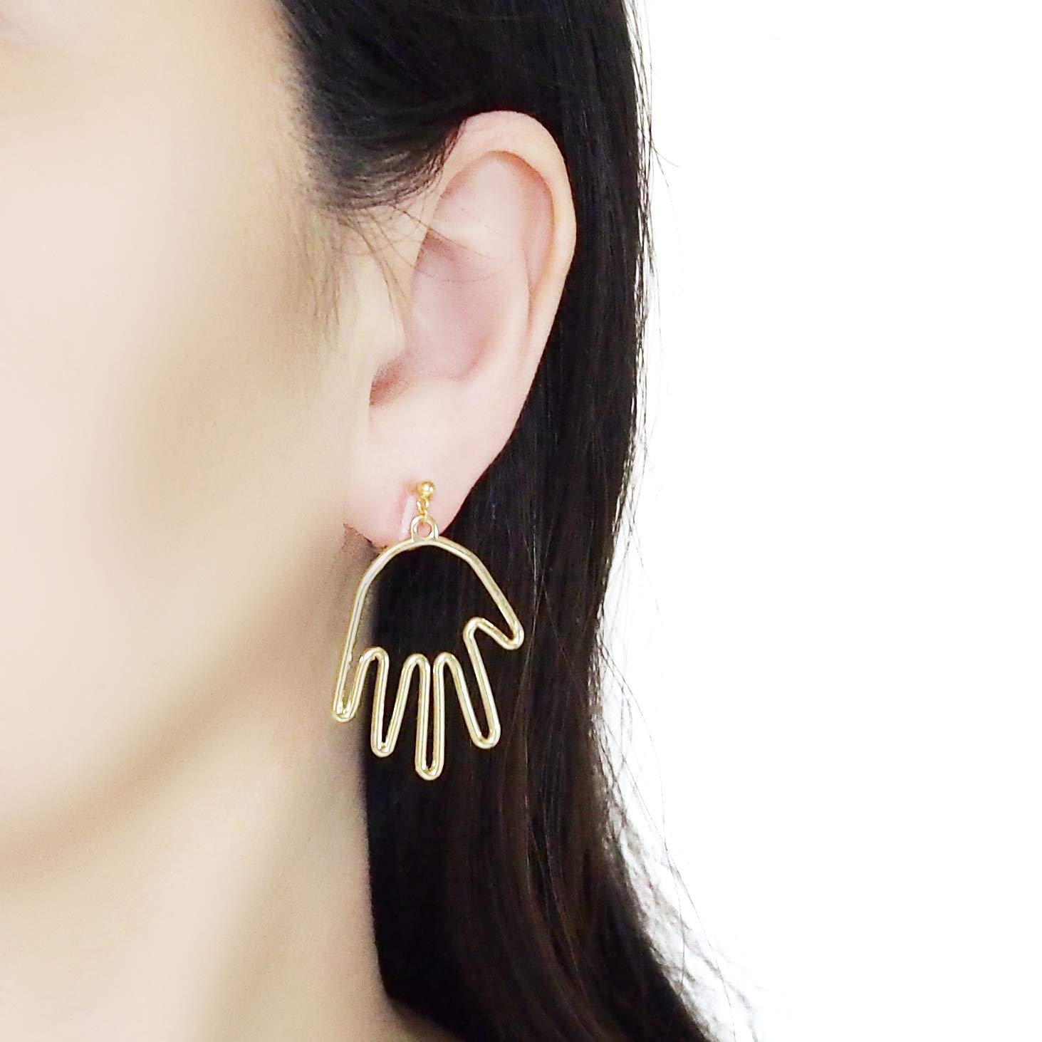 Clip On Hoop Earrings for Women - Non-Pierced Gold & Silver Chunky Dangle Earrings in Black, Red, Blue, Green, White - Star & Heart Designs - Comfortable Coil Clip Ons - Perfect for Parties, Weddings & Everyday Wear