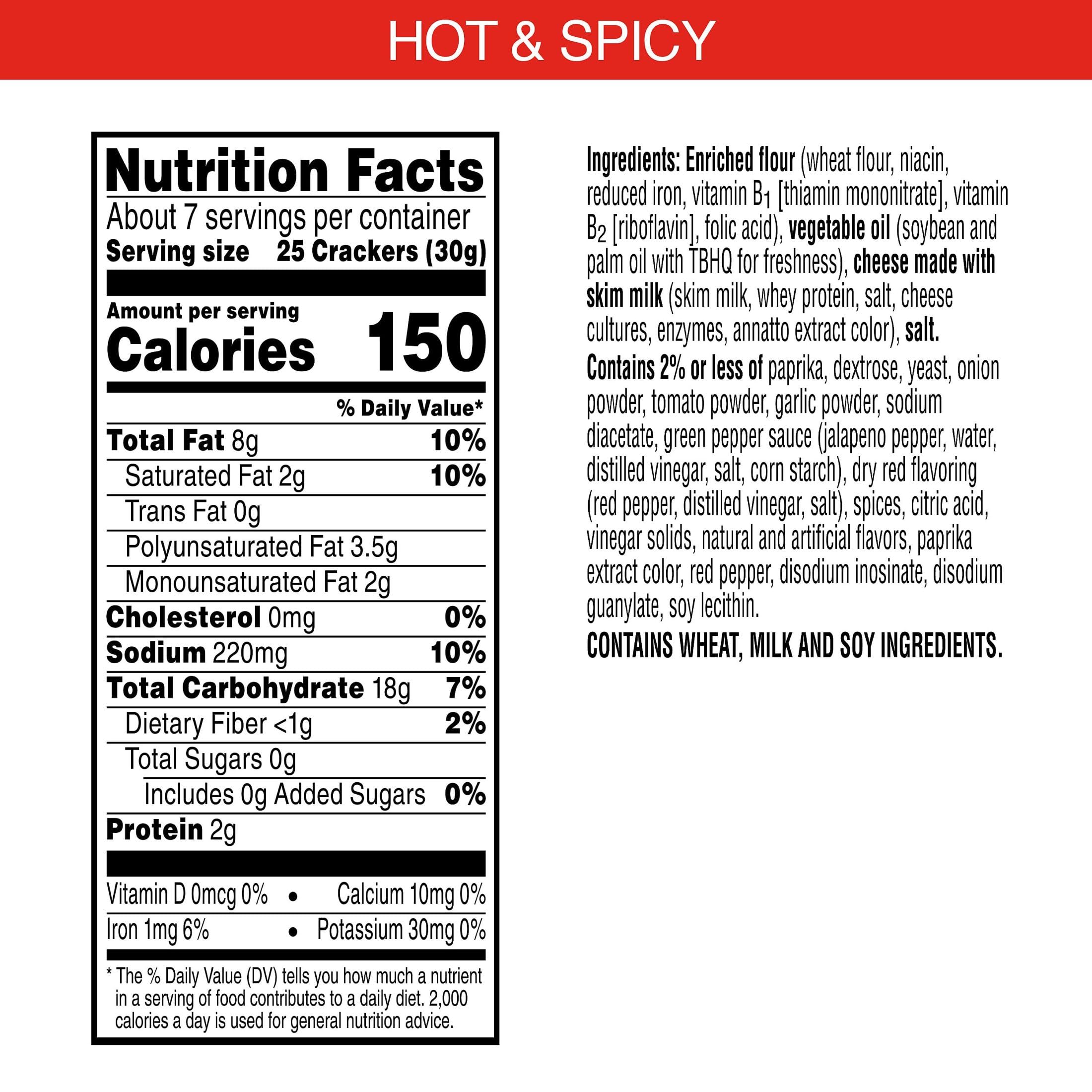 Cheez-It Hot & Spicy Baked Cheese Crackers - 5.25lb Bulk Case (12 Boxes) | Crunchy Office Snacks, Kids Lunchbox Treats & Party Finger Food