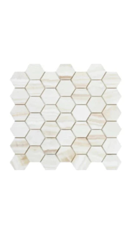 Premium Vanilla Onyx Stone Hexagon Mosaic Tiles 2