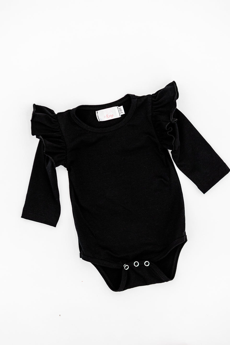 Black Long Sleeve Flutter Bodysuit for Women - Elegant & Comfortable Lingerie for Date Night, Party, or Everyday Wear