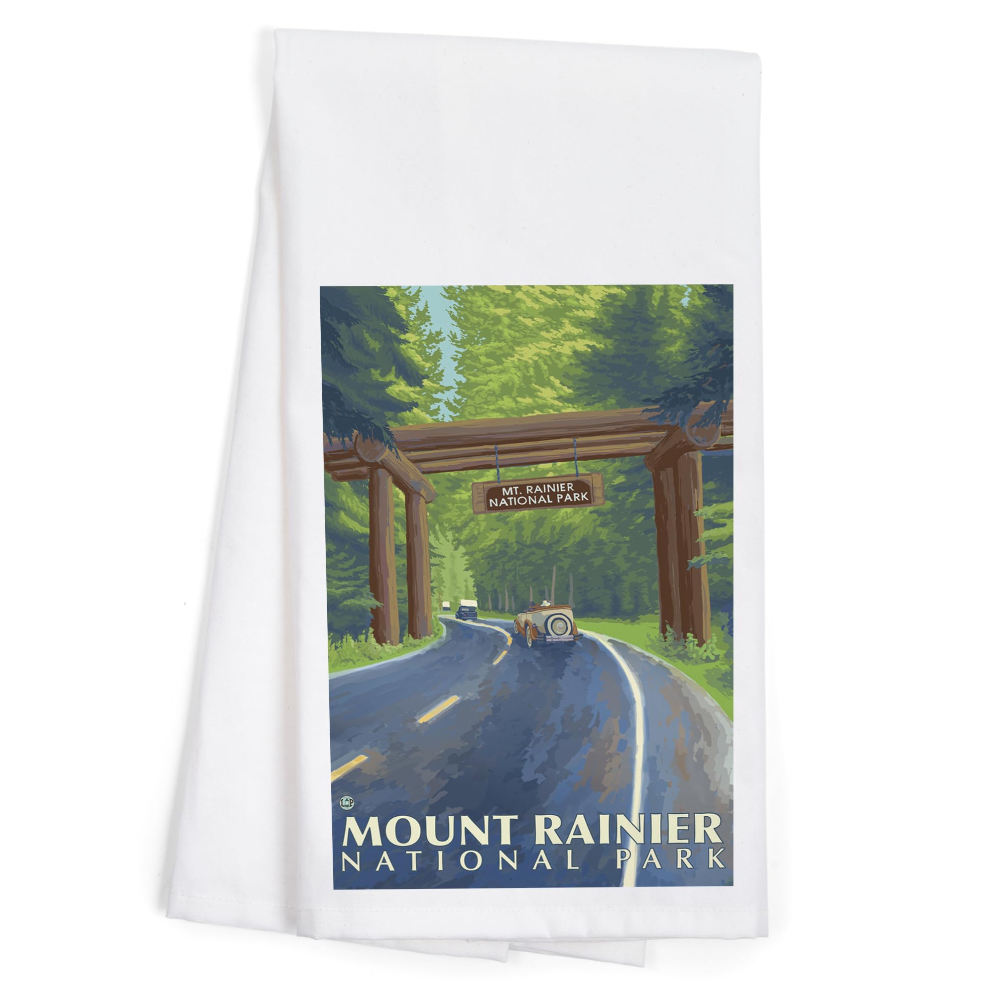 Lantern Press Mount Rainier Washington Nisqually Entrance 100% Cotton Tea Towel - Decorative Hand Towel for Kitchen, Home Decor & Gifts - Perfect for Dish Drying, Wall Art & Housewarming Presents