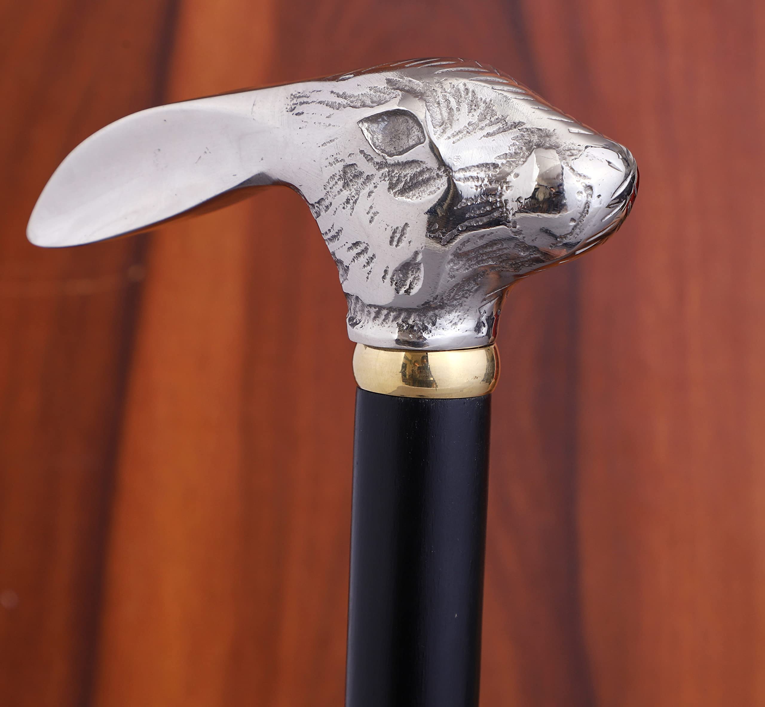 Victorian Wooden Walking Cane with Rabbit Head - Handmade Decorative Walking Stick for Women & Men | Perfect for Costume Parties, Vintage Fashion & Elderly Support