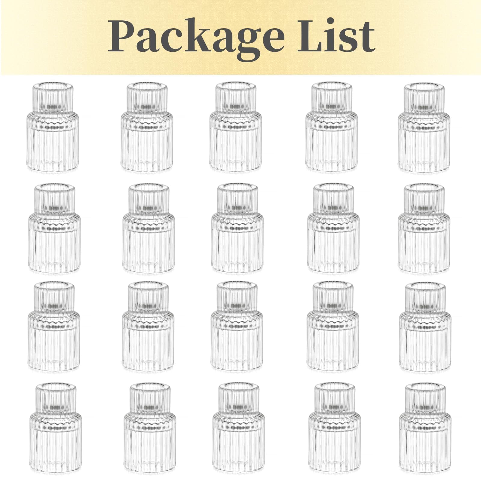 Hewory 20PCS Clear Glass Taper Candle Holders Bulk Set - Elegant Candlestick Holders for Table Centerpiece Decor, Perfect for Christmas, Wedding, Party & Bridal Showers - Create Romantic Ambiance for Dining & Home Decor