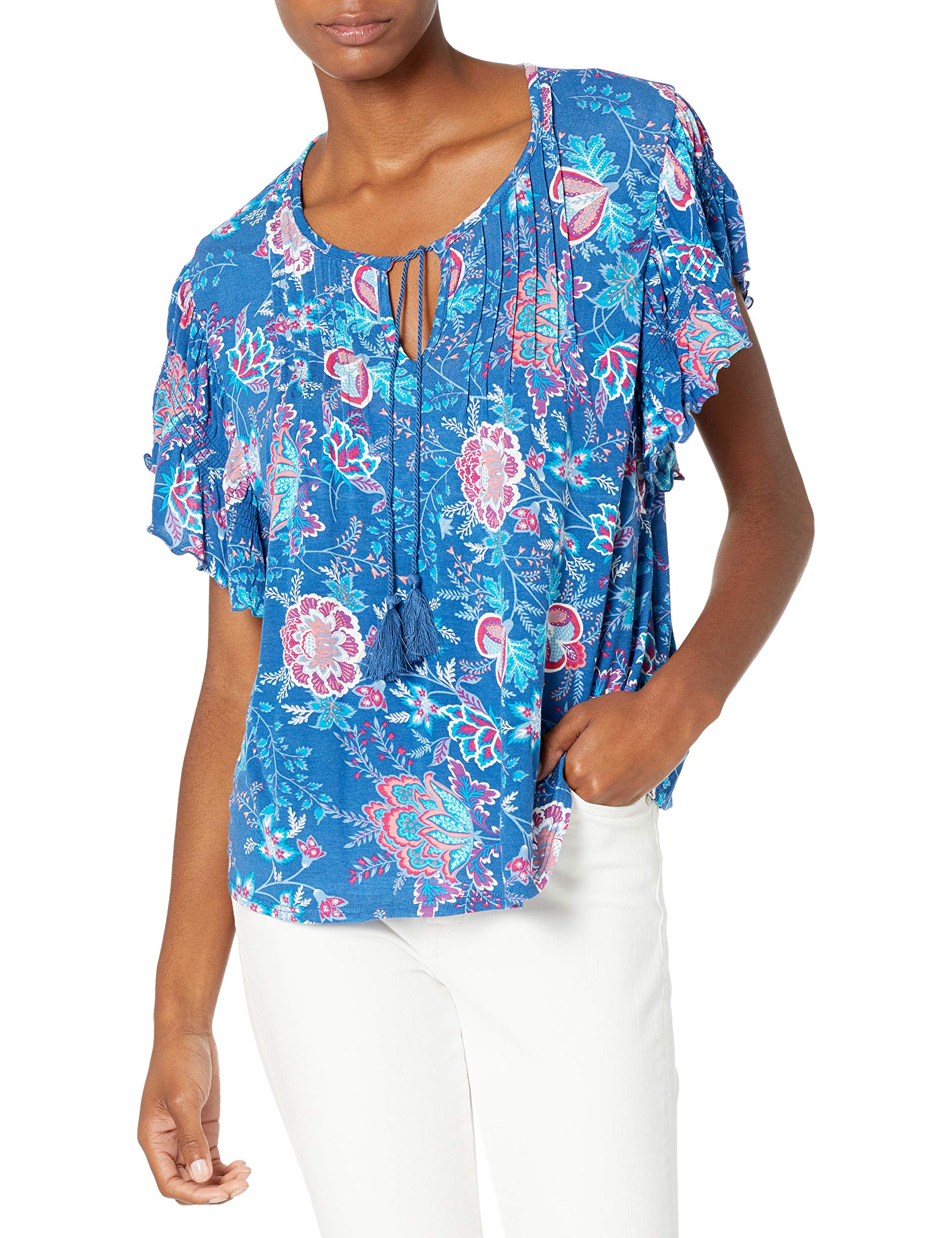 Vintage American Blues Alona Tie Front Blouse for Women - Stylish Casual & Office Wear - Perfect for Date Nights, Work, and Special Occasions