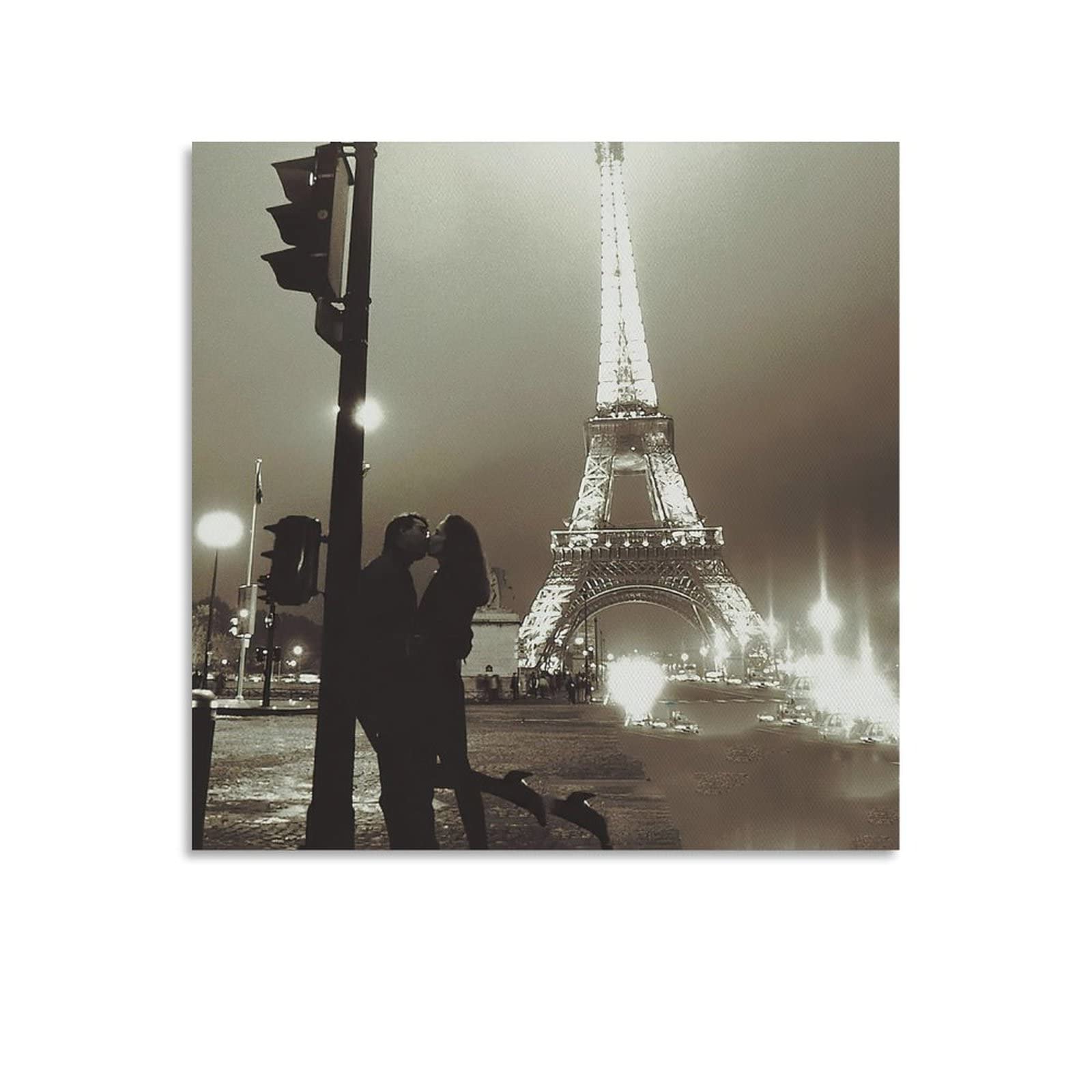 Paris Poster Canvas Painting Print - Cinemaflix Rendezvous Wall Art Decor for Bedroom, Living Room, Bathroom & Home | Perfect for French Theme Decor, Gift & Apartment Aesthetic