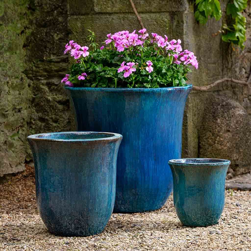 Campania International Mediterranean Style Ceramic Planter Set of 3 - Flower Pots for Indoor Outdoor Garden, Patio, Balcony Decor