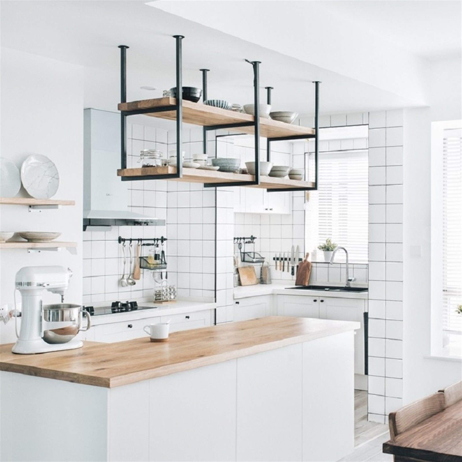 Ceiling Mount Pot Rack & Wine Rack Organizer - 40cm/80cm Hanging Shelf for Kitchen Storage, Pans, Utensils - Perfect for Bars, Restaurants & Home Kitchens - Space-Saving Decorative Storage Solution